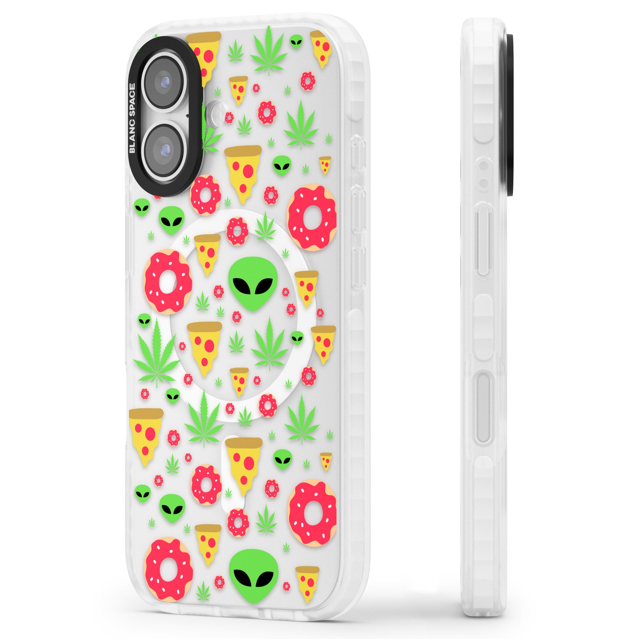 Martians & Munchies iPhone 17 Impact Pro Clear Phone Case Side Profile