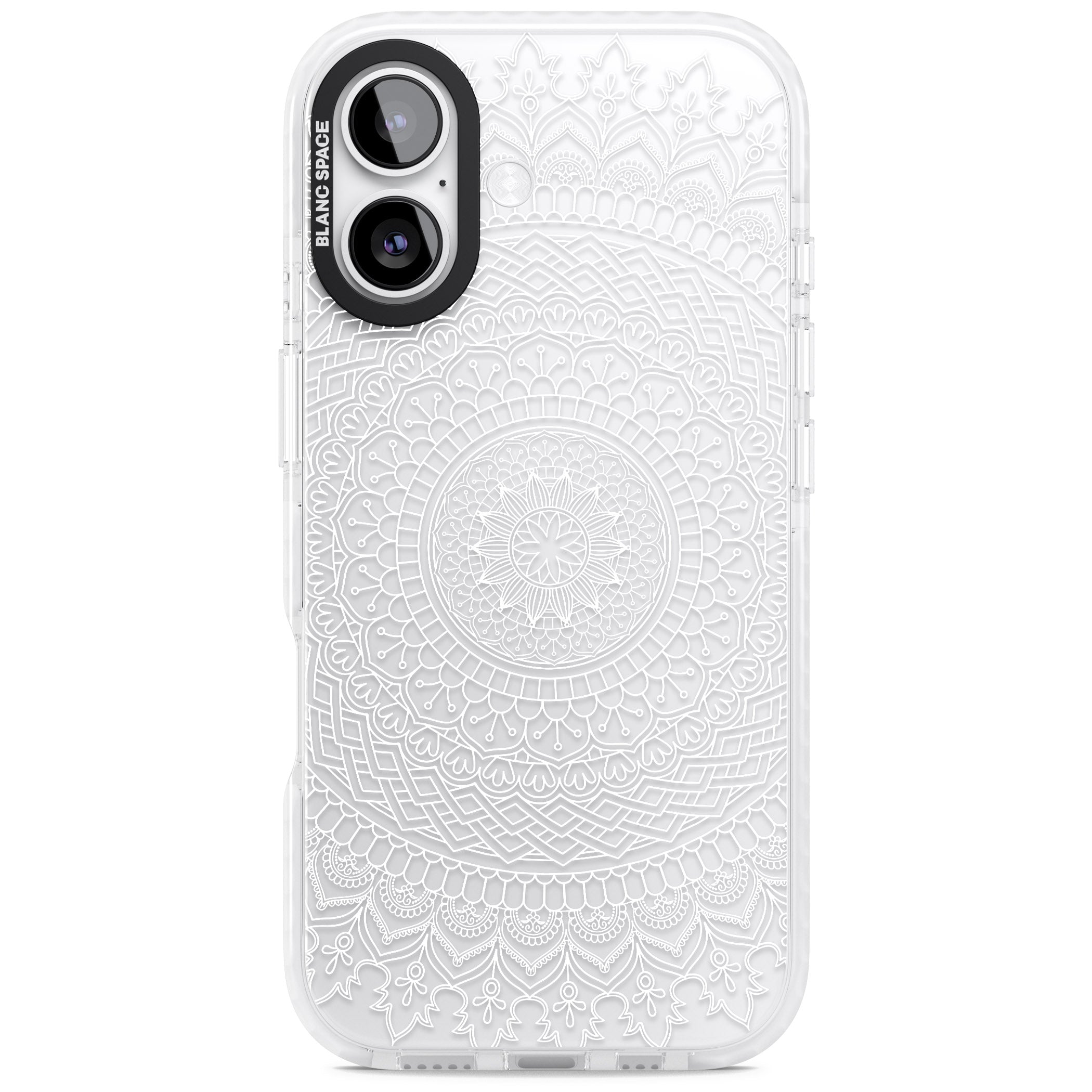 Intricate White Mandala iPhone 17 Impact Clear Phone Case