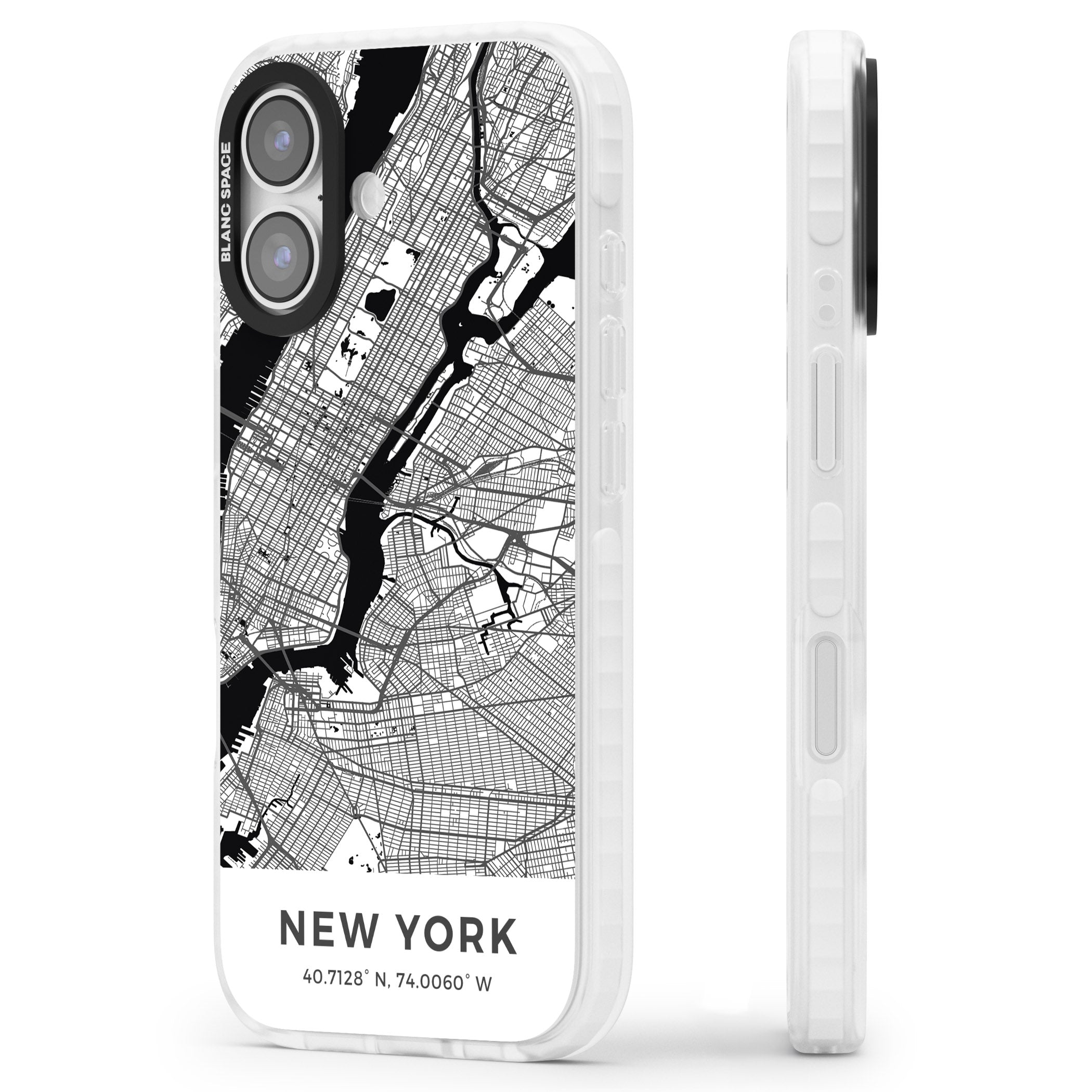 New York Map iPhone 17 Impact Clear Phone Case Side Profile
