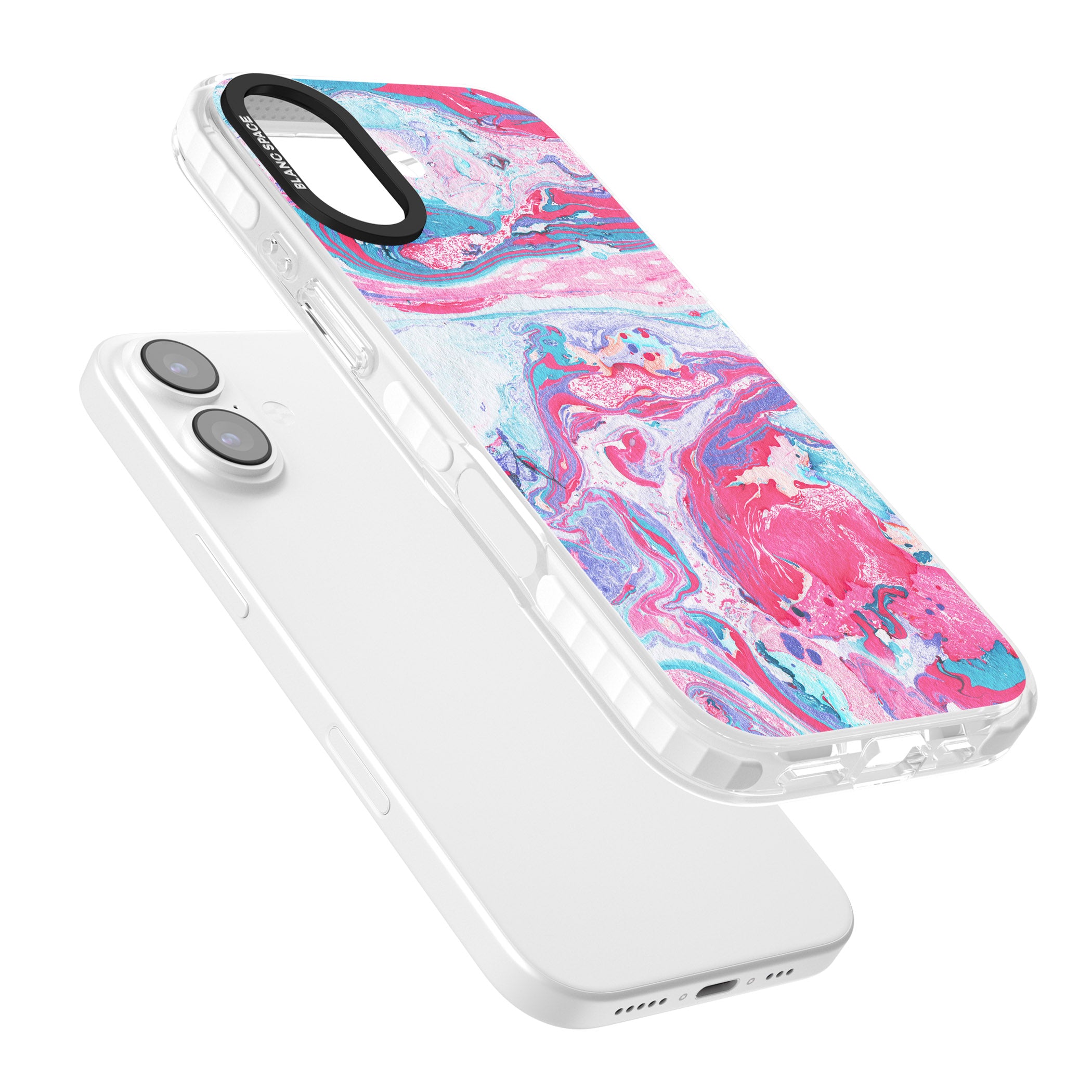 Pink, Blue & Purple Marbled Paper Pattern iPhone 17 Impact Clear Phone Case Colours