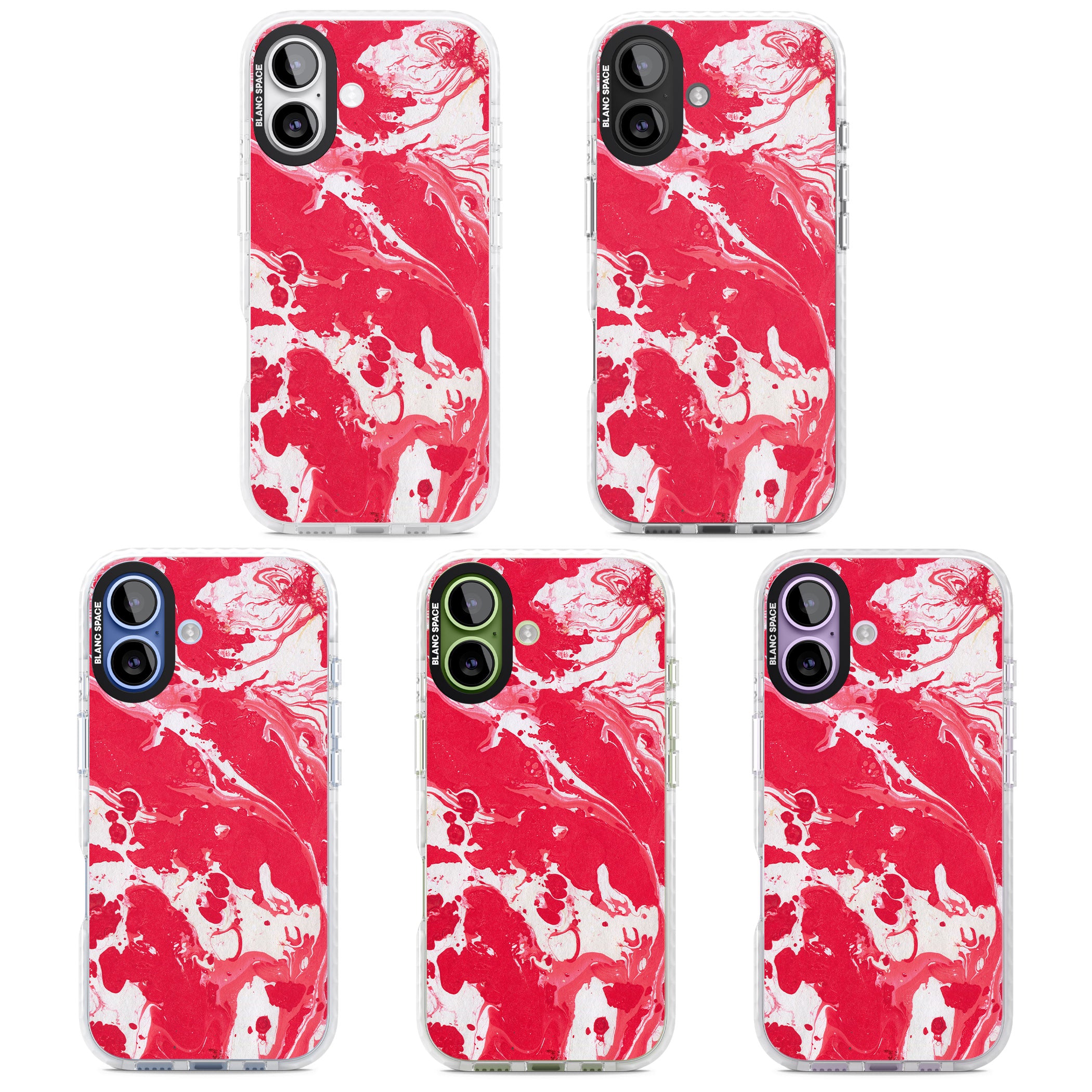 Red & White Marbled iPhone 17 Impact Clear Phone Case APT Impact Protection