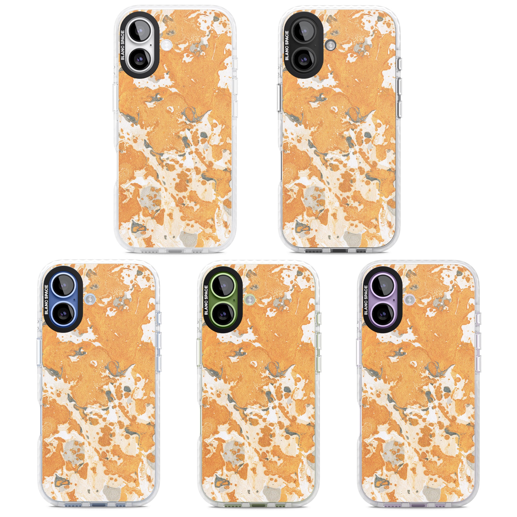 Orange Marbled iPhone 17 Impact Clear Phone Case APT Impact Protection