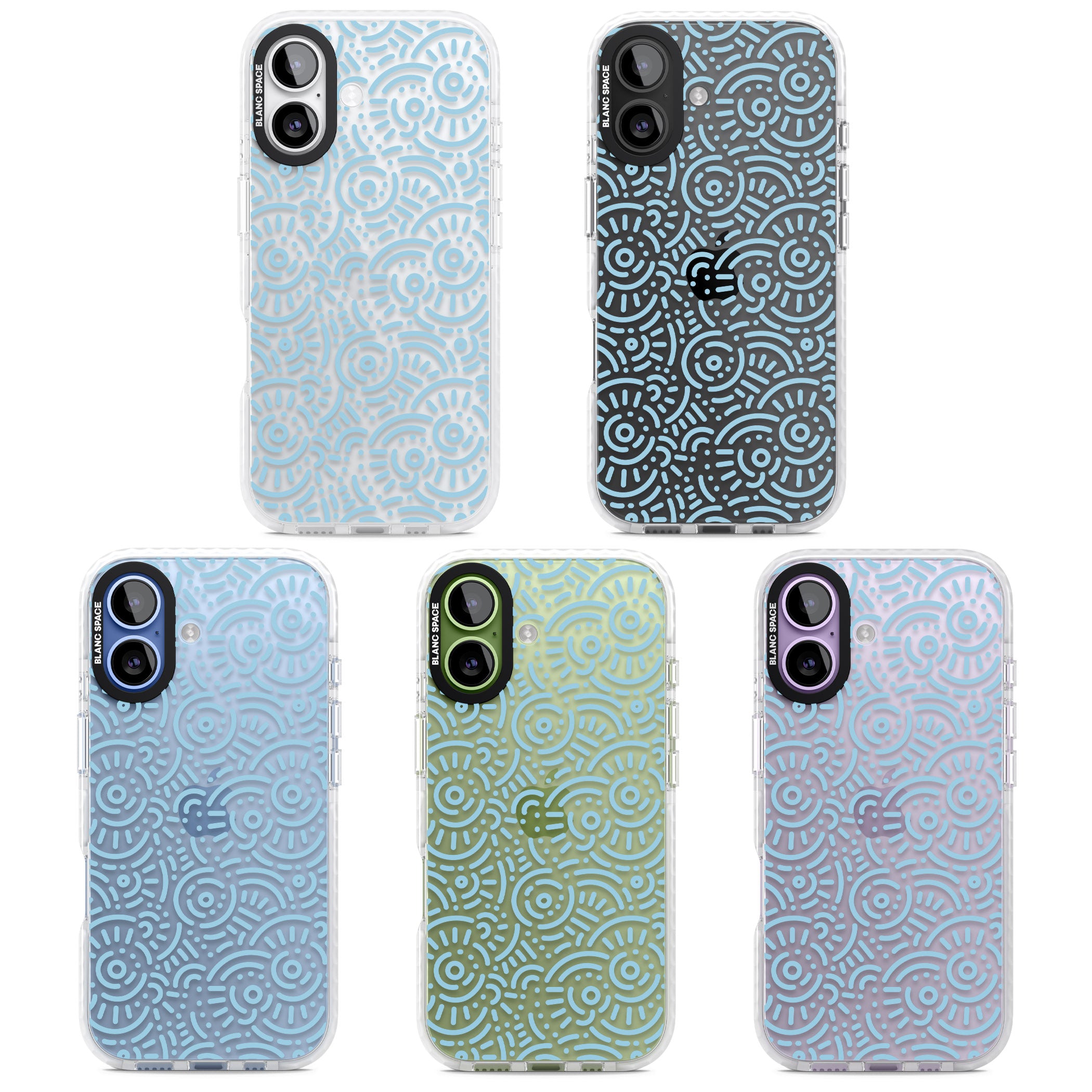 Light Blue Retro Pattern iPhone 17 Impact Clear Phone Case APT Impact Protection