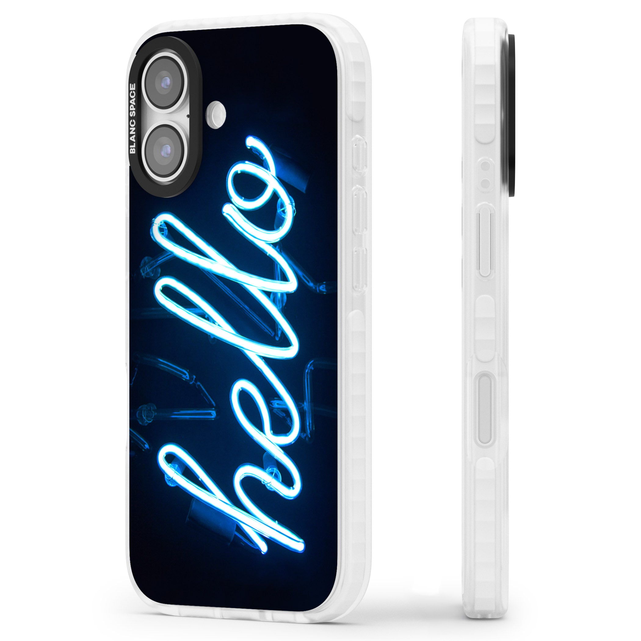 Hello Neon Sign iPhone 17 Impact Clear Phone Case Side Profile