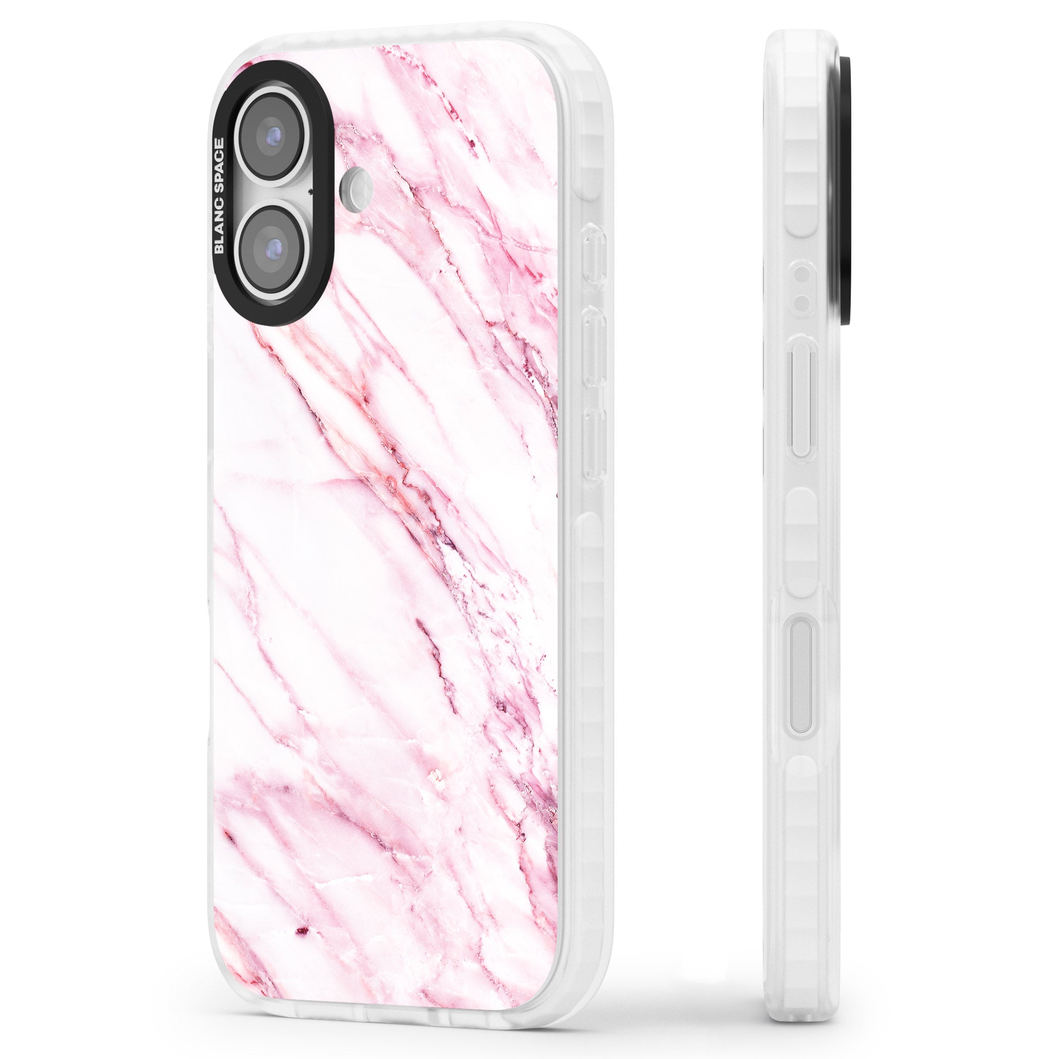White Pink Onyx Marble iPhone 17 Impact Clear Phone Case Side Profile