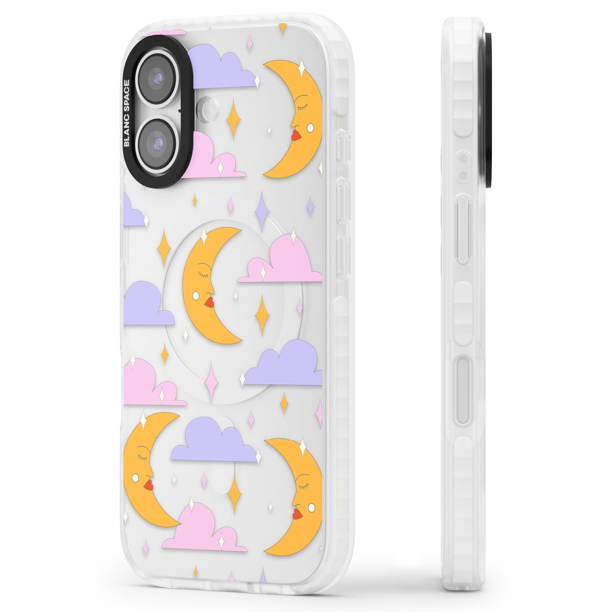 Moons & Clouds iPhone 17 Impact Clear Phone Case Side Profile