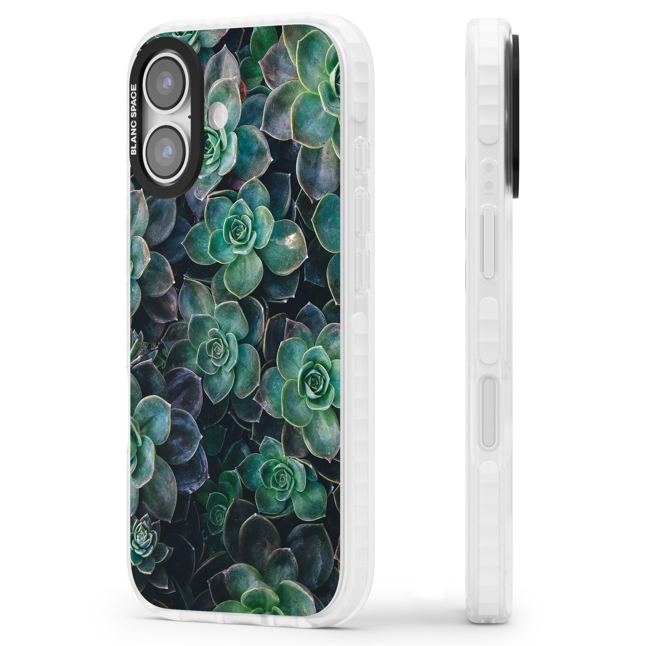 Succulent Bloom Botanical iPhone 17 Impact Clear Phone Case Side Profile