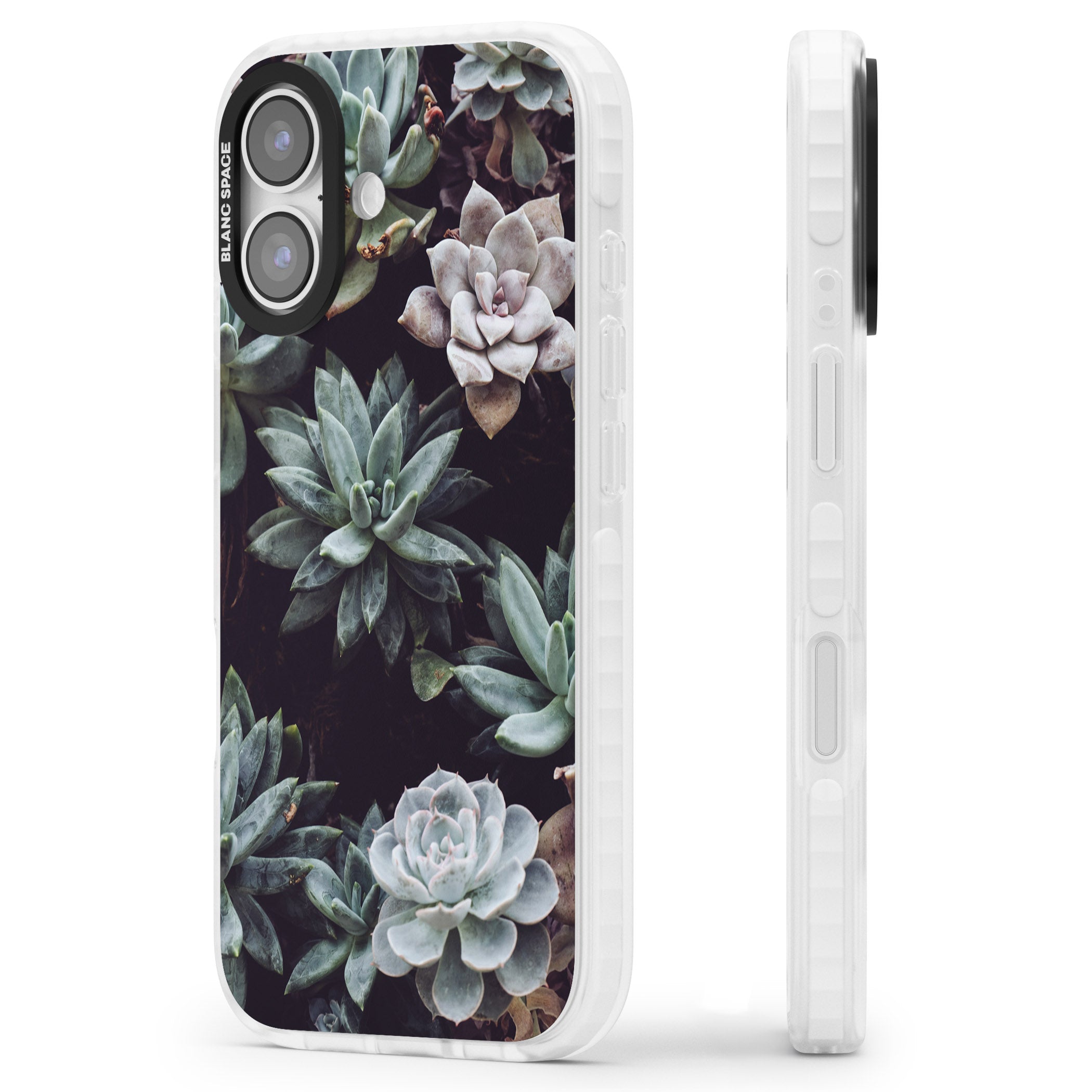 Succulent Bloom Mixed iPhone 17 Impact Clear Phone Case Side Profile