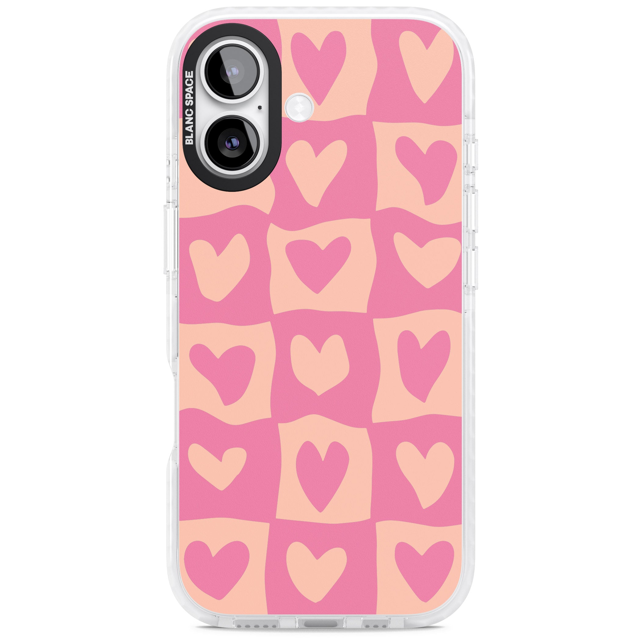 Pink Wavy Checked Hearts iPhone 17 Impact Clear Phone Case