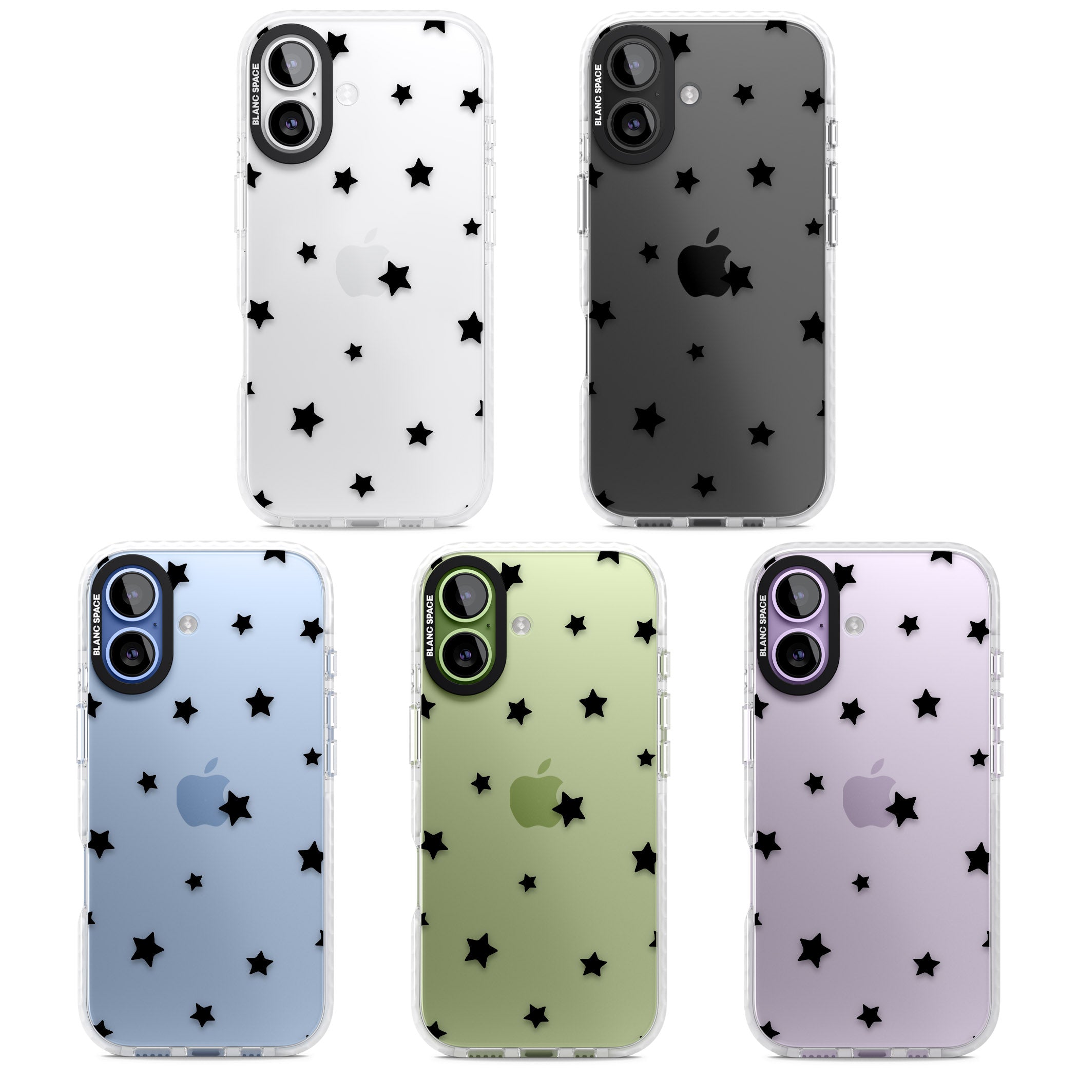 Starry Night Black Stars iPhone 17 Impact Clear Phone Case APT Impact Protection