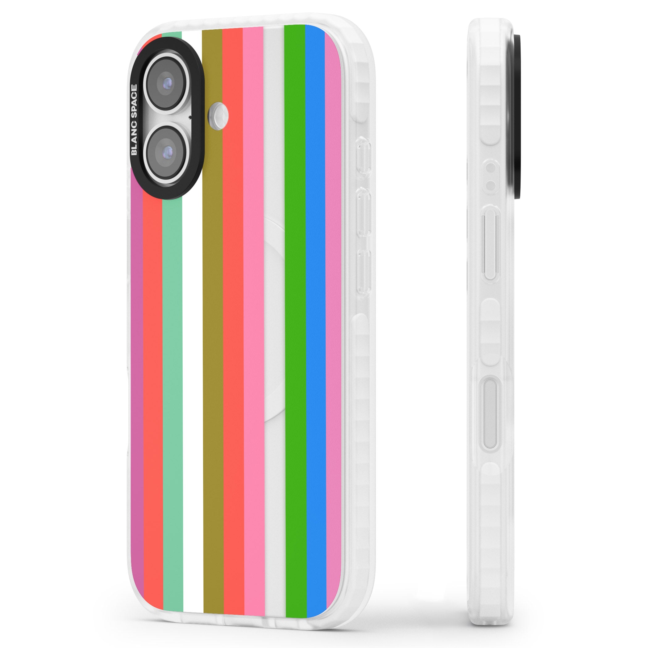 Vibrant Stripes iPhone 17 Impact Clear Phone Case Side Profile