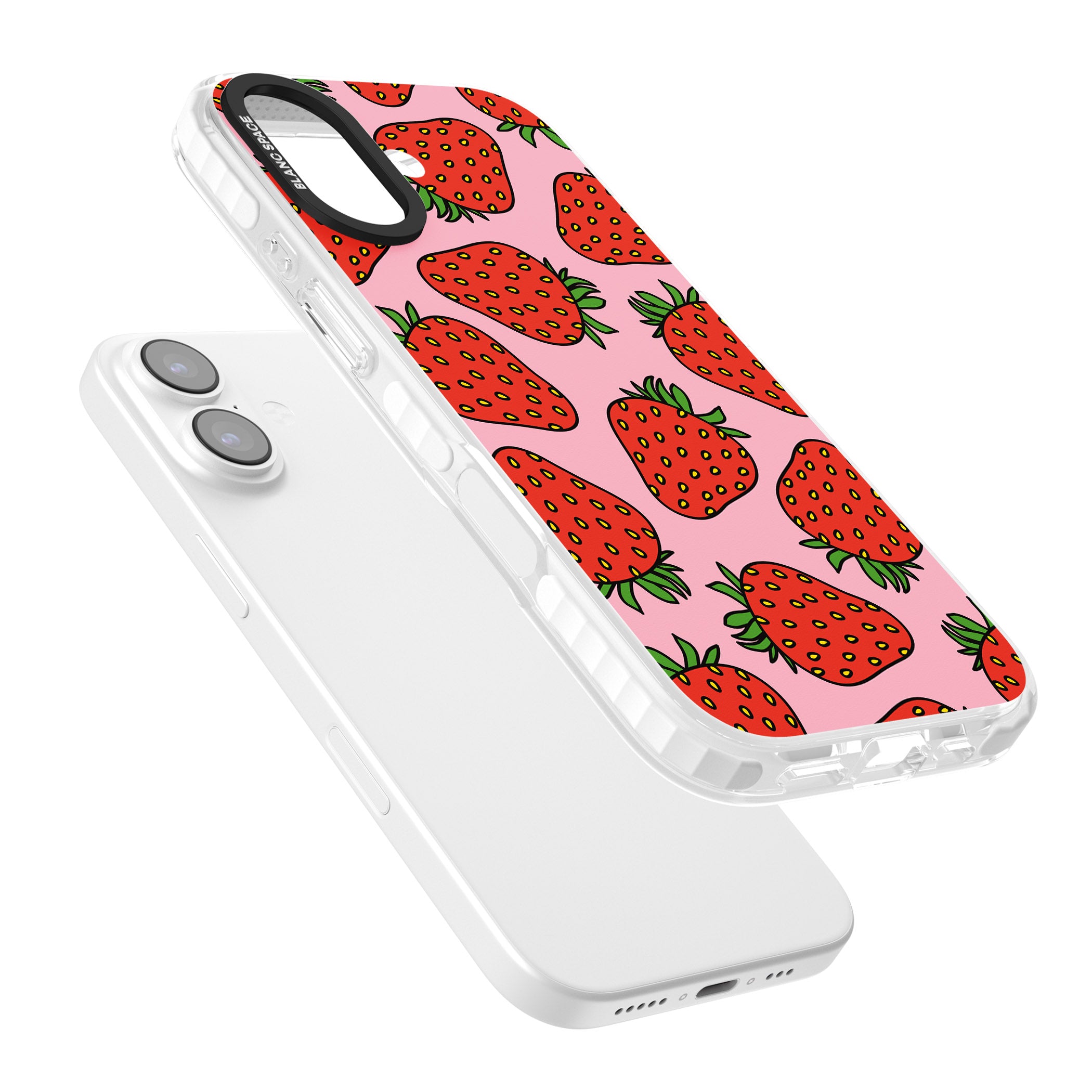 Strawberry Pattern (Pink) iPhone 17 Impact Clear Phone Case Colours