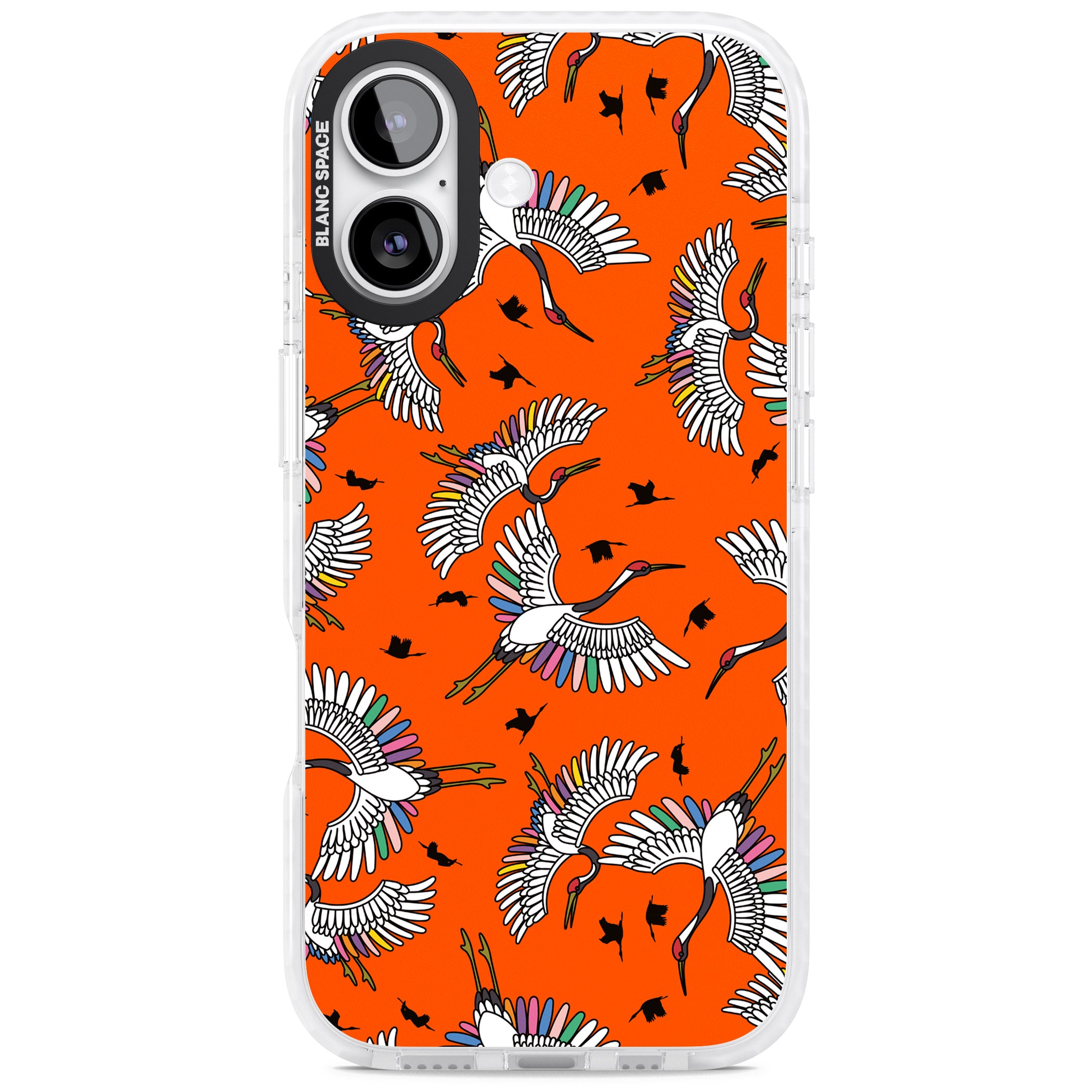 Colourful Crane Pattern (Orange) iPhone 17 Impact Clear Phone Case