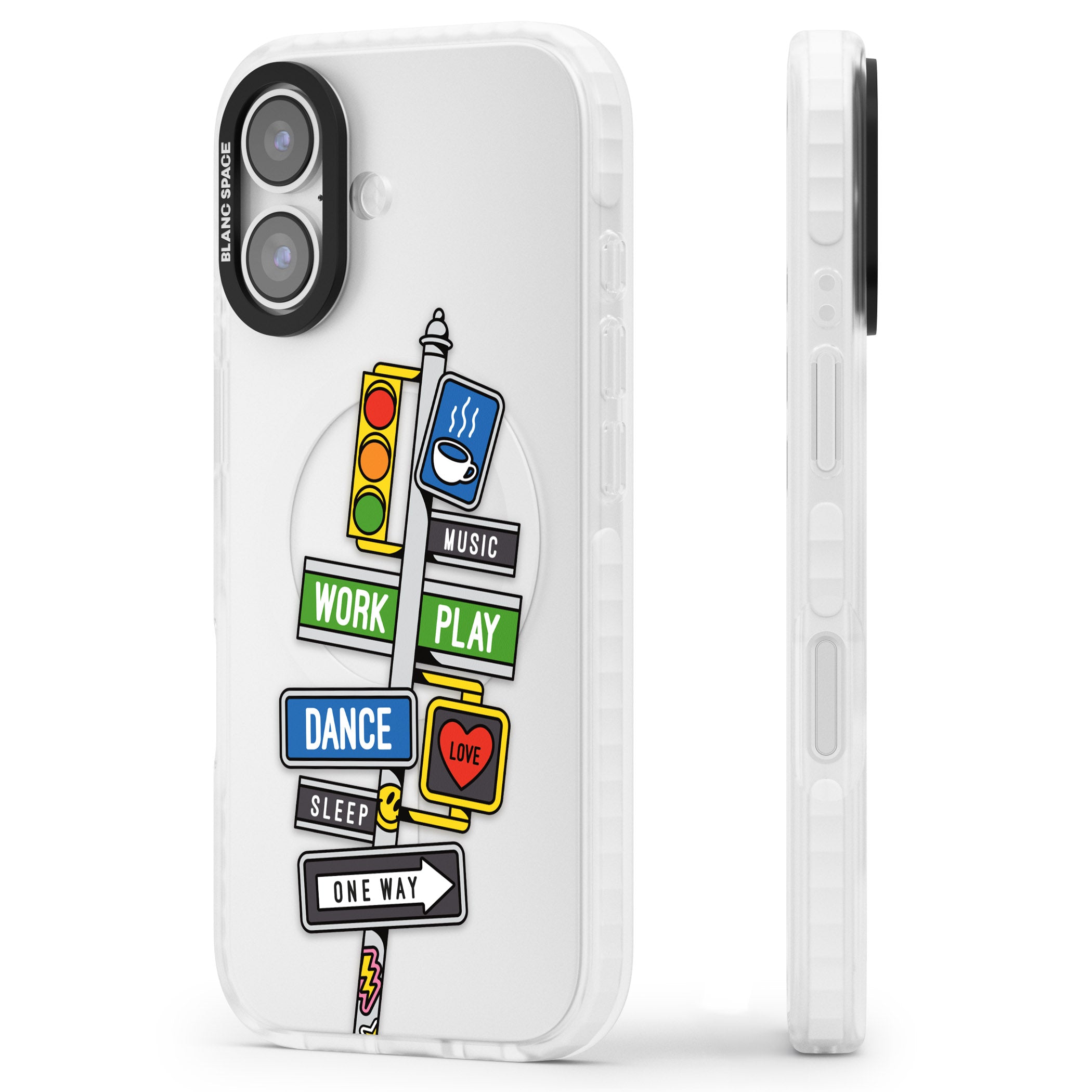 Mood Street Signs iPhone 17 Impact Clear Phone Case Side Profile