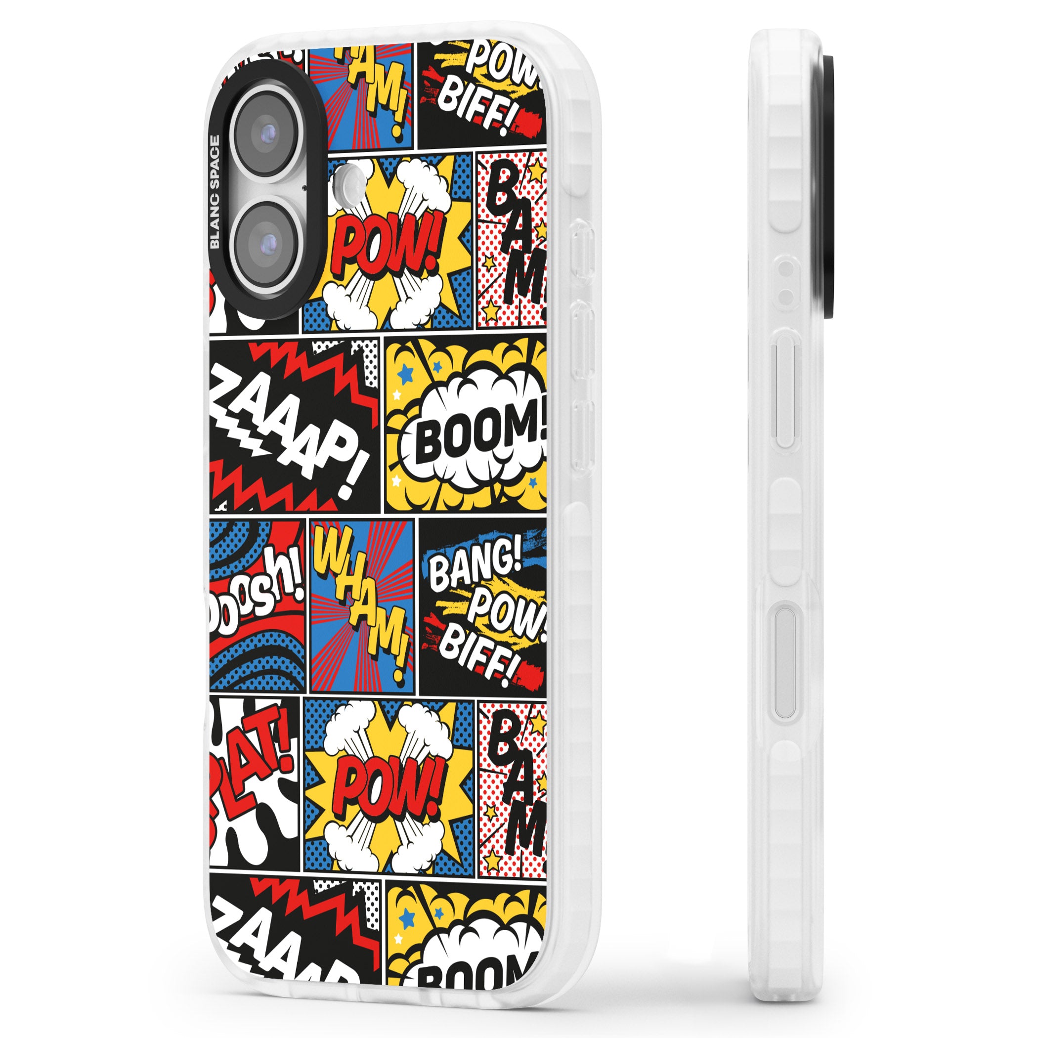 Onomatopoeia iPhone 17 Impact Clear Phone Case Side Profile