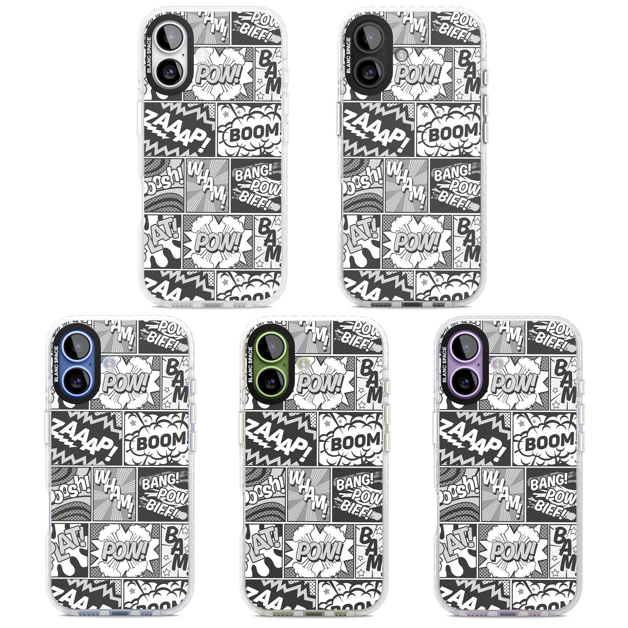 Onomatopoeia (Black & White) iPhone 17 Impact Clear Phone Case APT Impact Protection