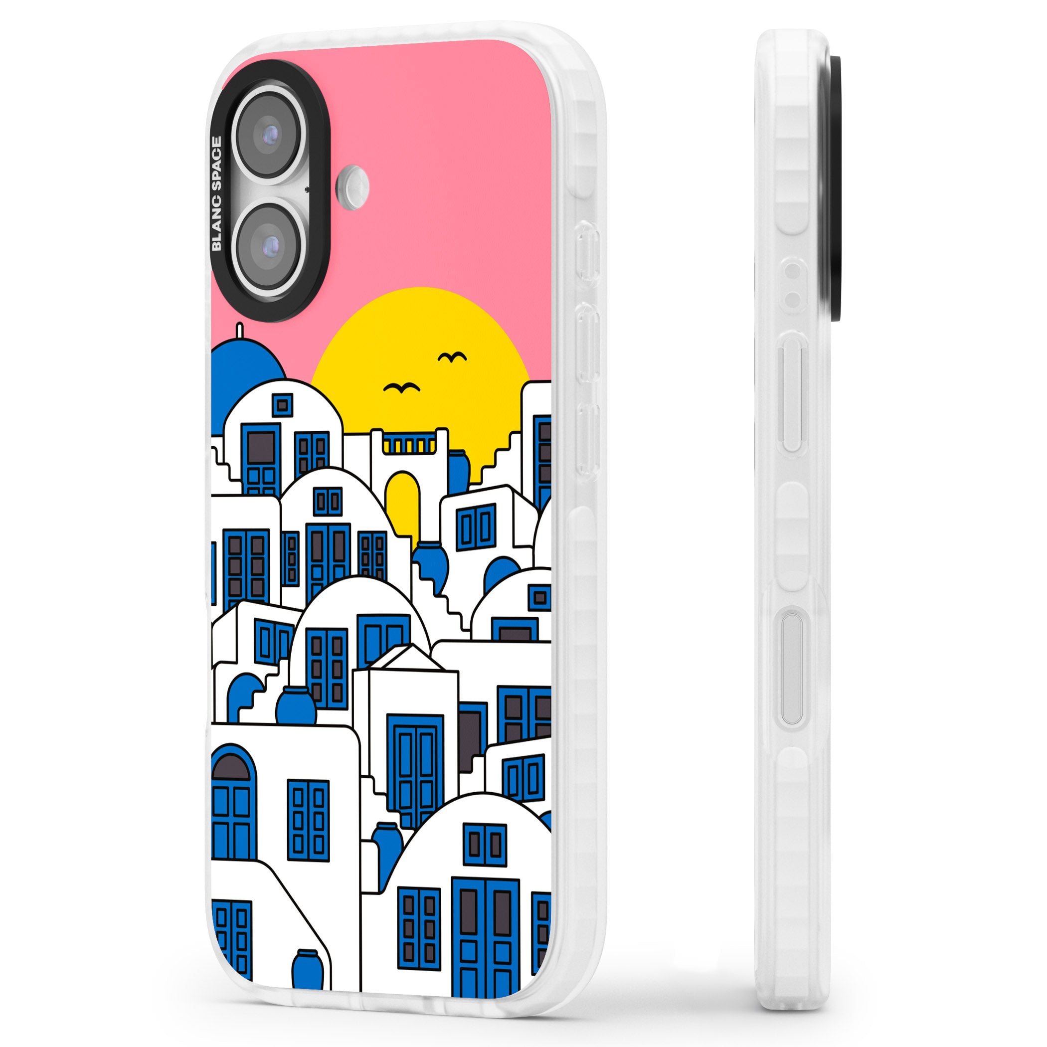 Santorini Sunset iPhone 17 Impact Clear Phone Case Side Profile