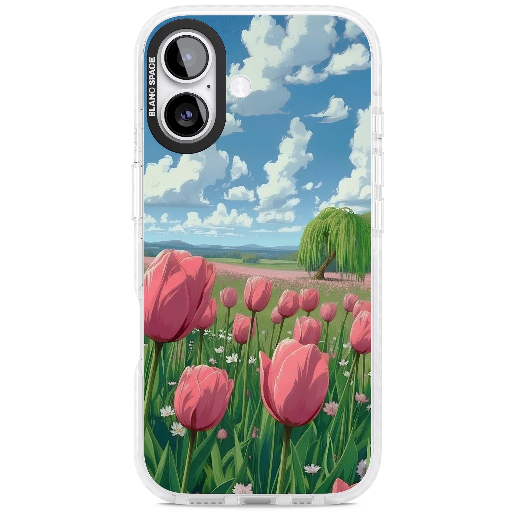 Willow By The Pink Tulips floral iPhone case | Black Impact case for iPhone 17