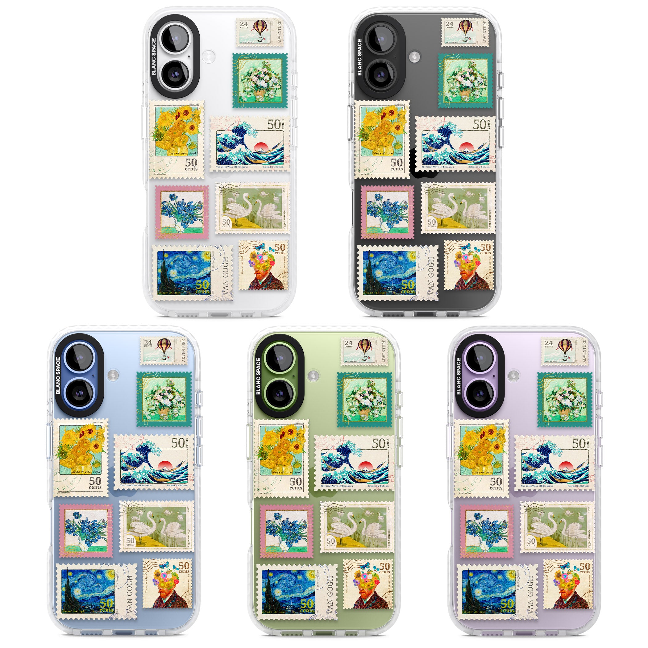 Vintage Art Stamps iPhone 17 Impact Clear Phone Case APT Impact Protection