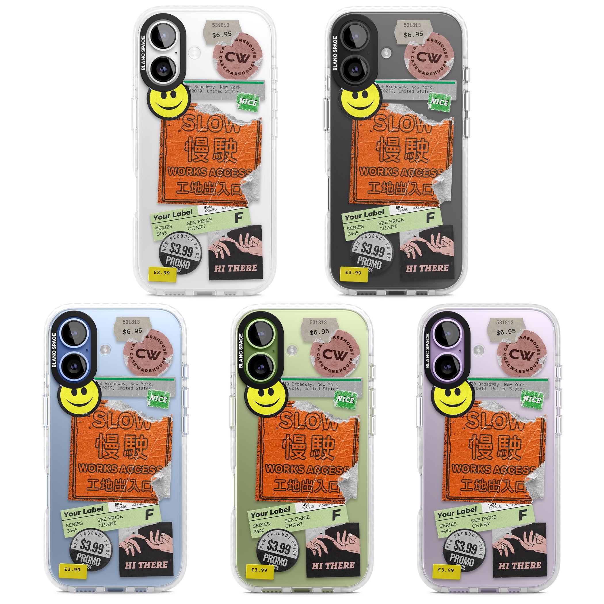 Kanji Signs Sticker Mix iPhone 17 Impact Clear Phone Case APT Impact Protection