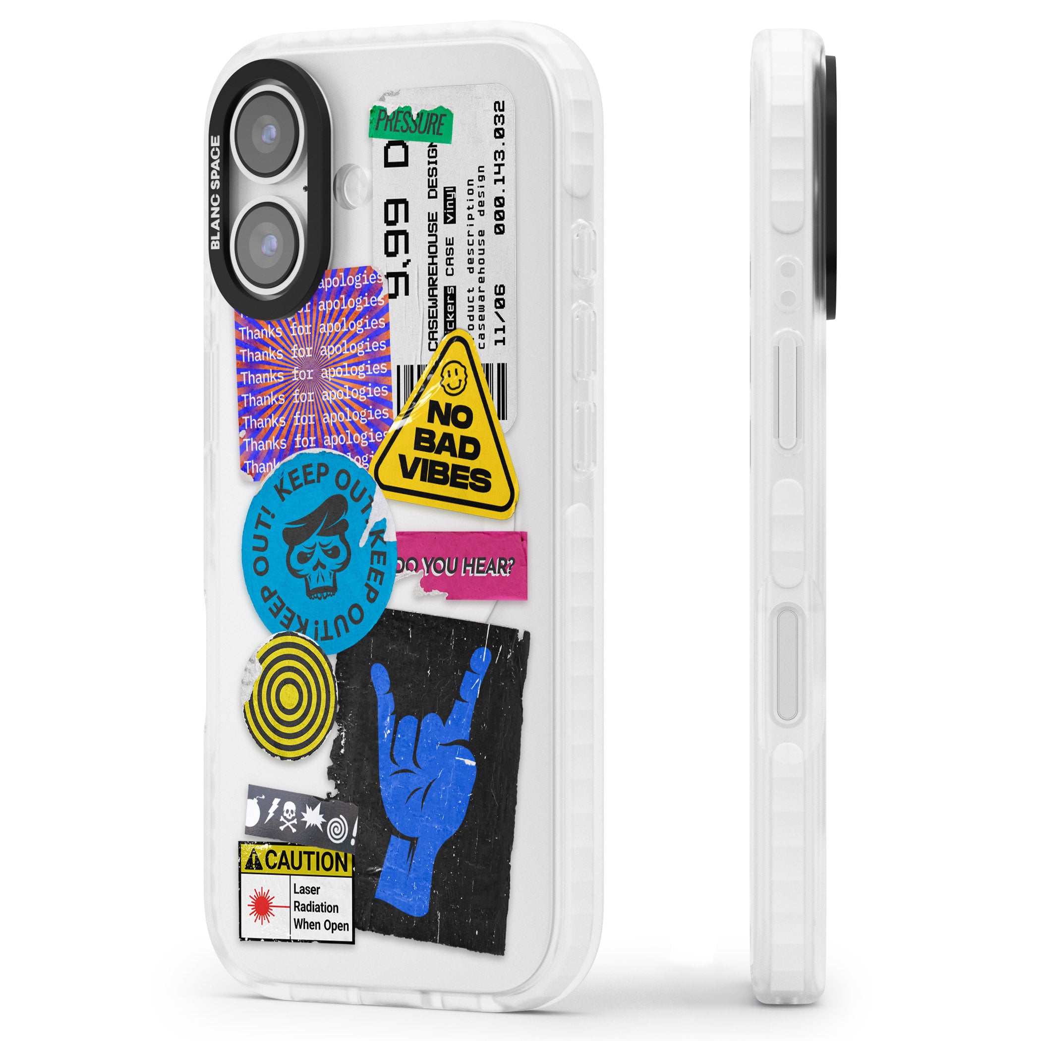 No Bad Vibes Sticker Mix iPhone 17 Impact Clear Phone Case Side Profile