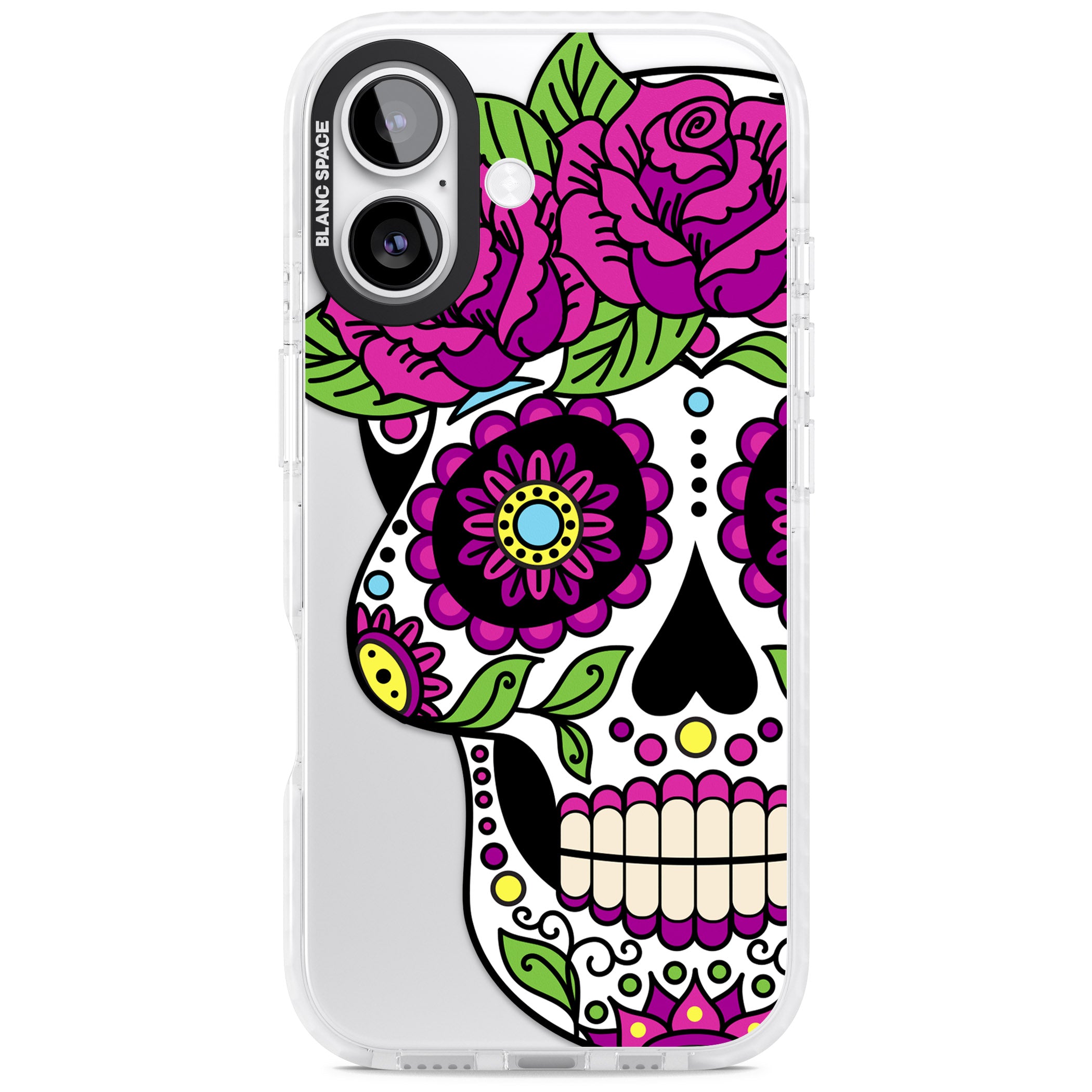 Purple Floral Sugar Skull iPhone 17 Impact Clear Phone Case