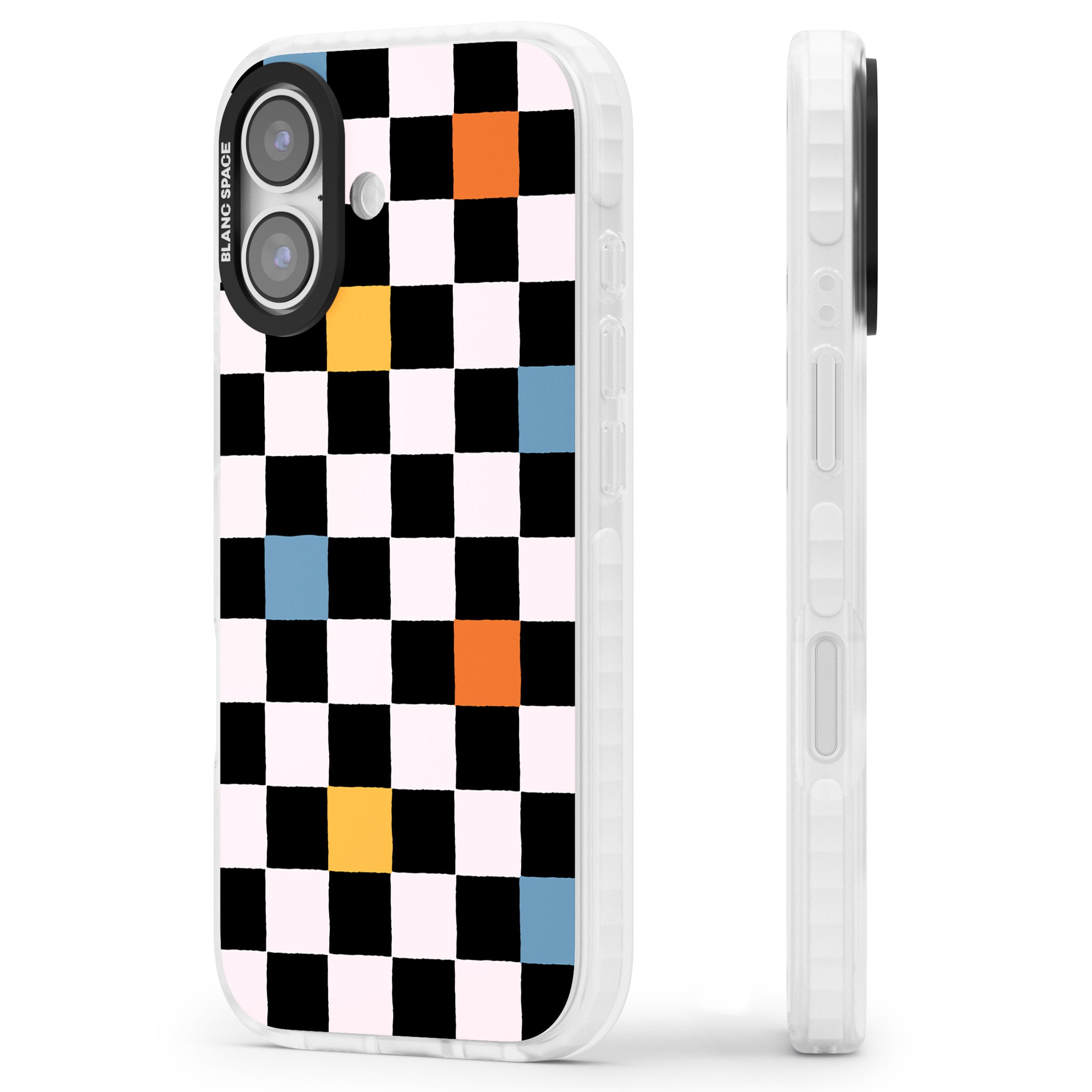 Vibrant Retro Checkered iPhone 17 Impact Clear Phone Case Side Profile