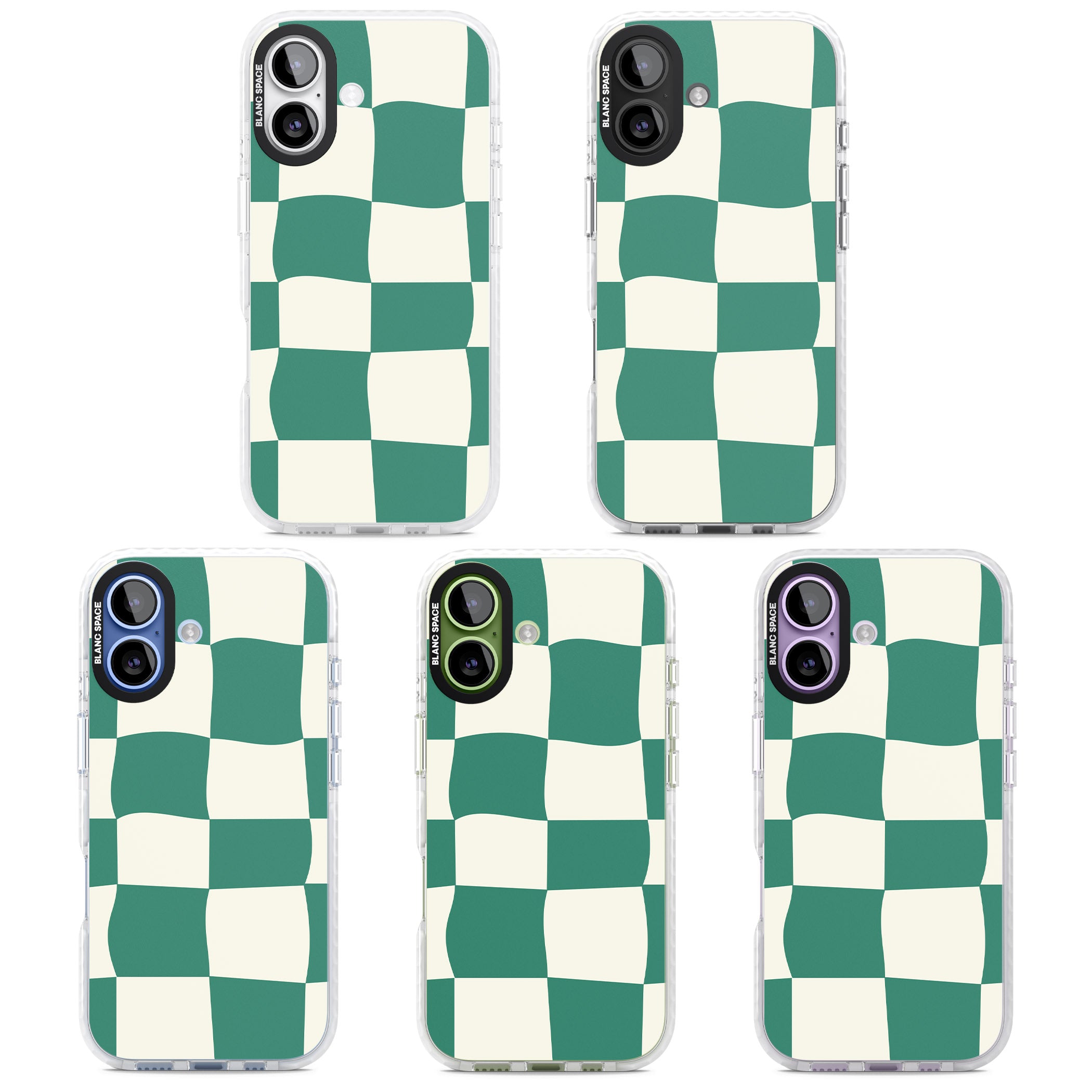 Green & Cream Wavy Check iPhone 17 Impact Clear Phone Case APT Impact Protection