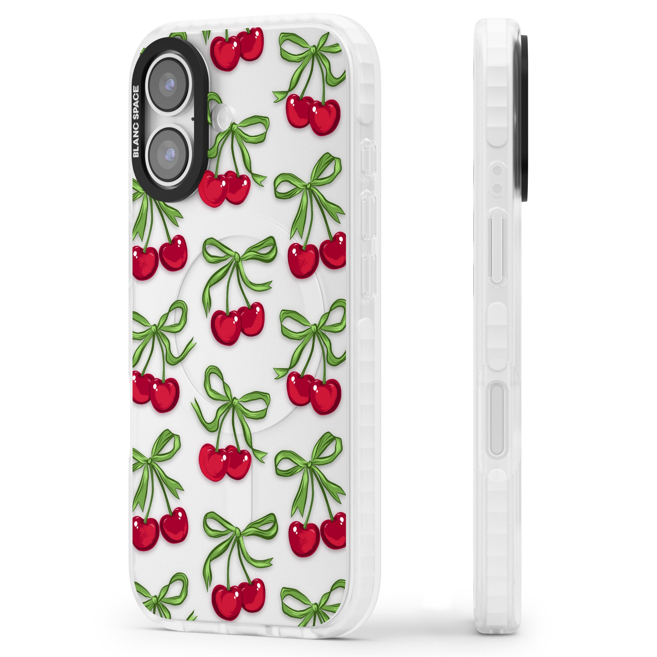 Cherry Bows iPhone 17 Impact Clear Phone Case Side Profile