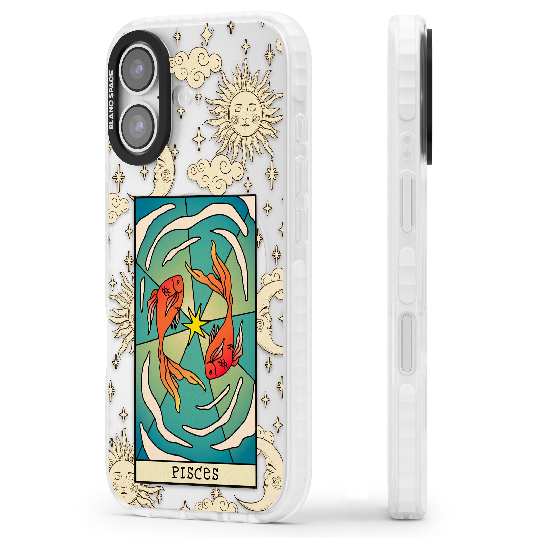 Celestial Zodiac Pisces iPhone 17 Impact Clear Phone Case Side Profile