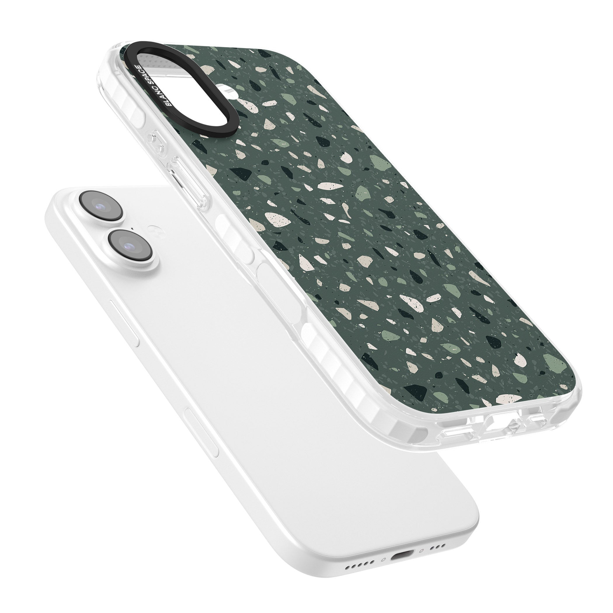 Green & Cream Terrazzo Pattern iPhone 17 Impact Clear Phone Case Colours