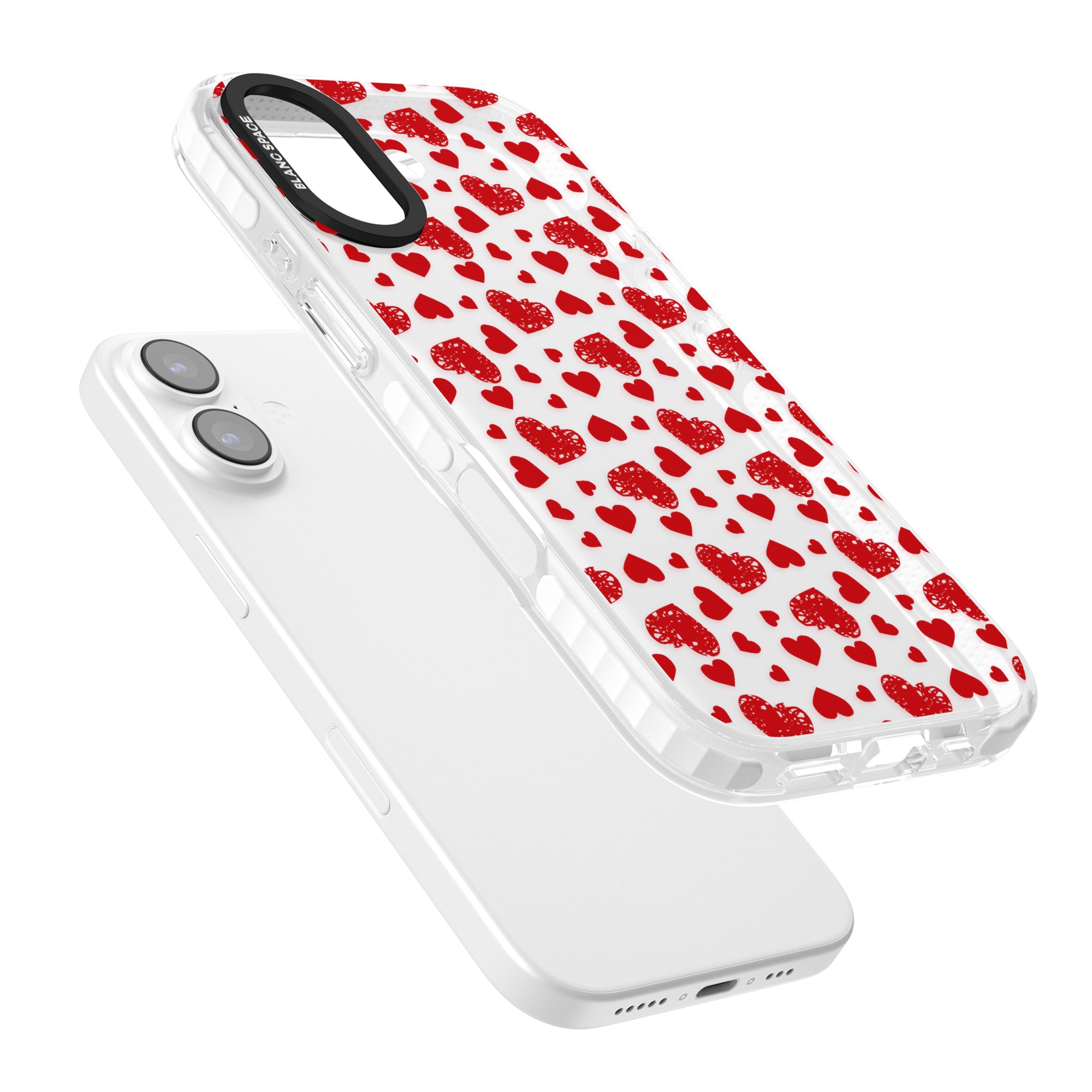 Red Heart Pattern Classic iPhone 17 Impact Clear Phone Case Colours