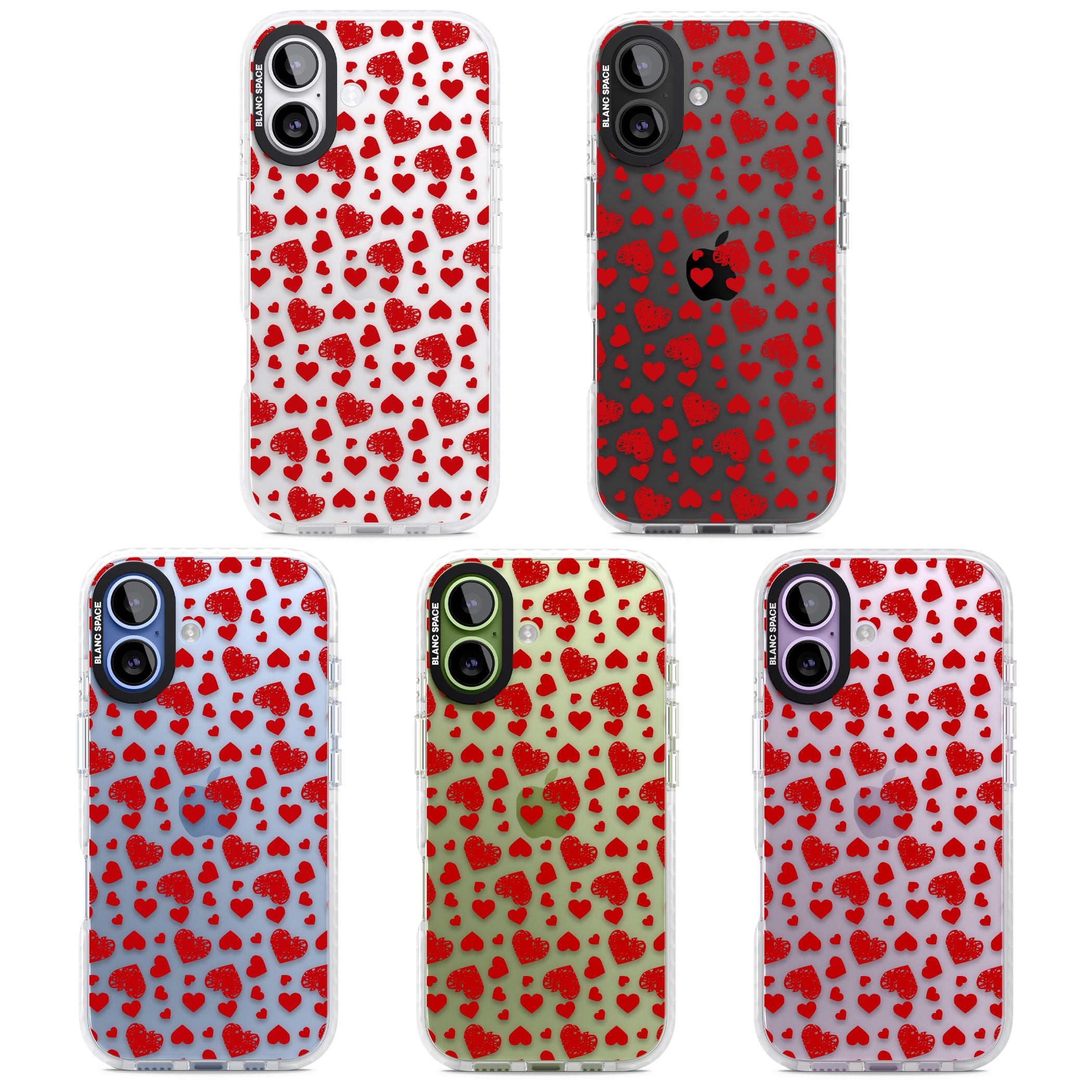 Red Heart Pattern Classic iPhone 17 Impact Clear Phone Case APT Impact Protection