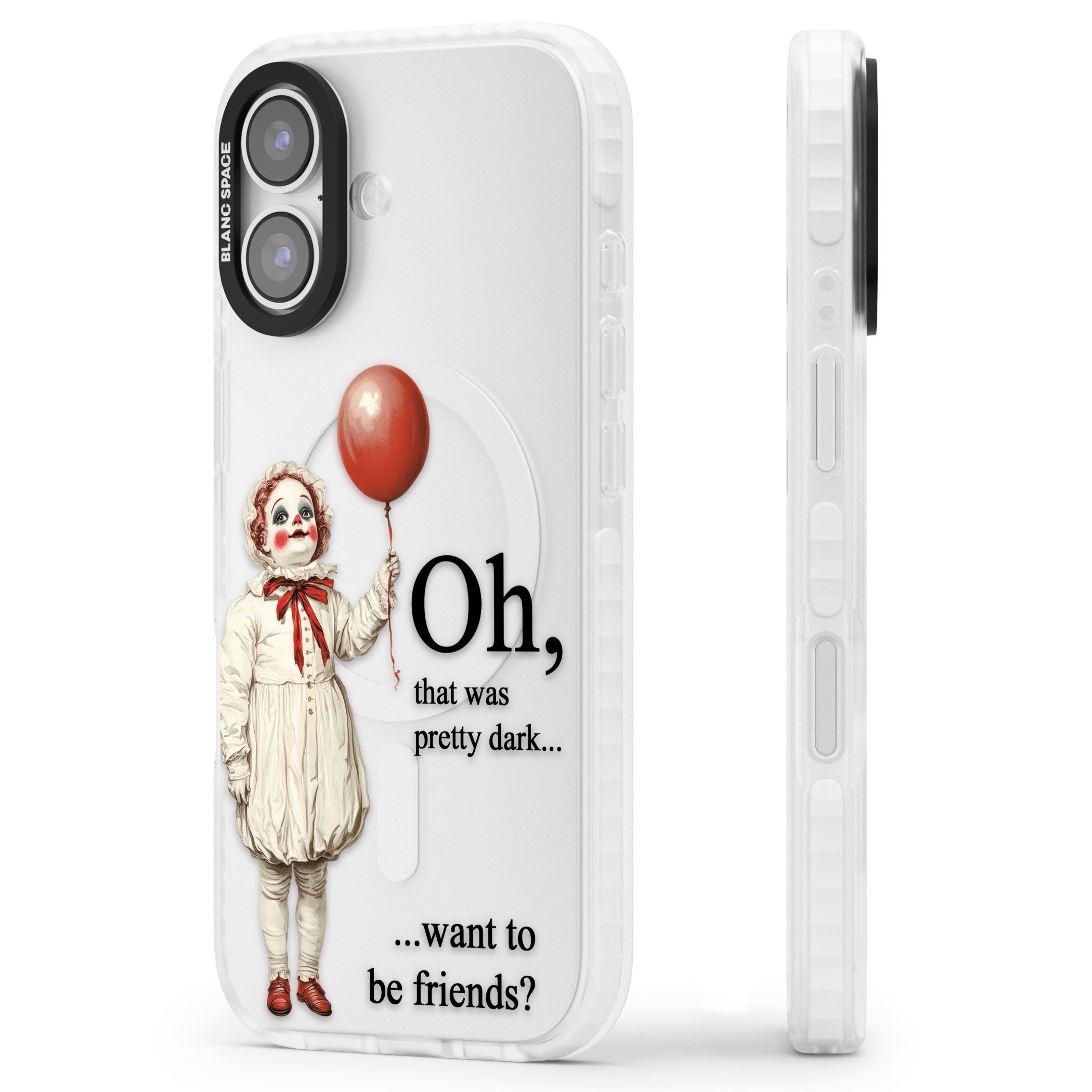 Want To Be Friends? iPhone 17 Impact Clear Phone Case Side Profile