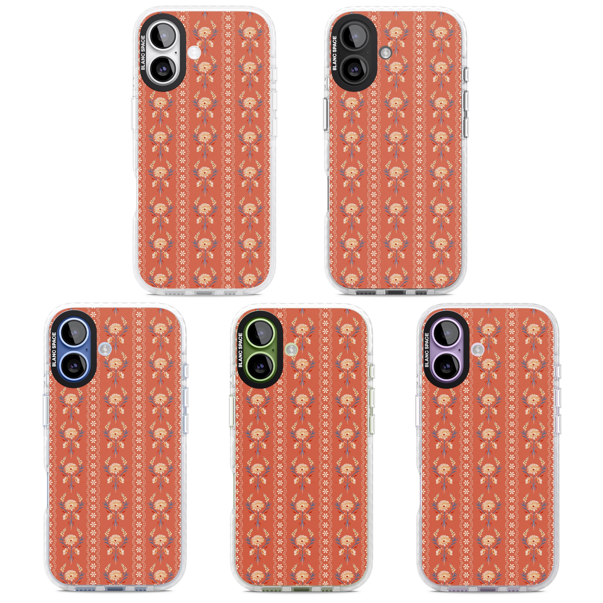 Vintage Terracotta Floral iPhone 17 Impact Clear Phone Case APT Impact Protection