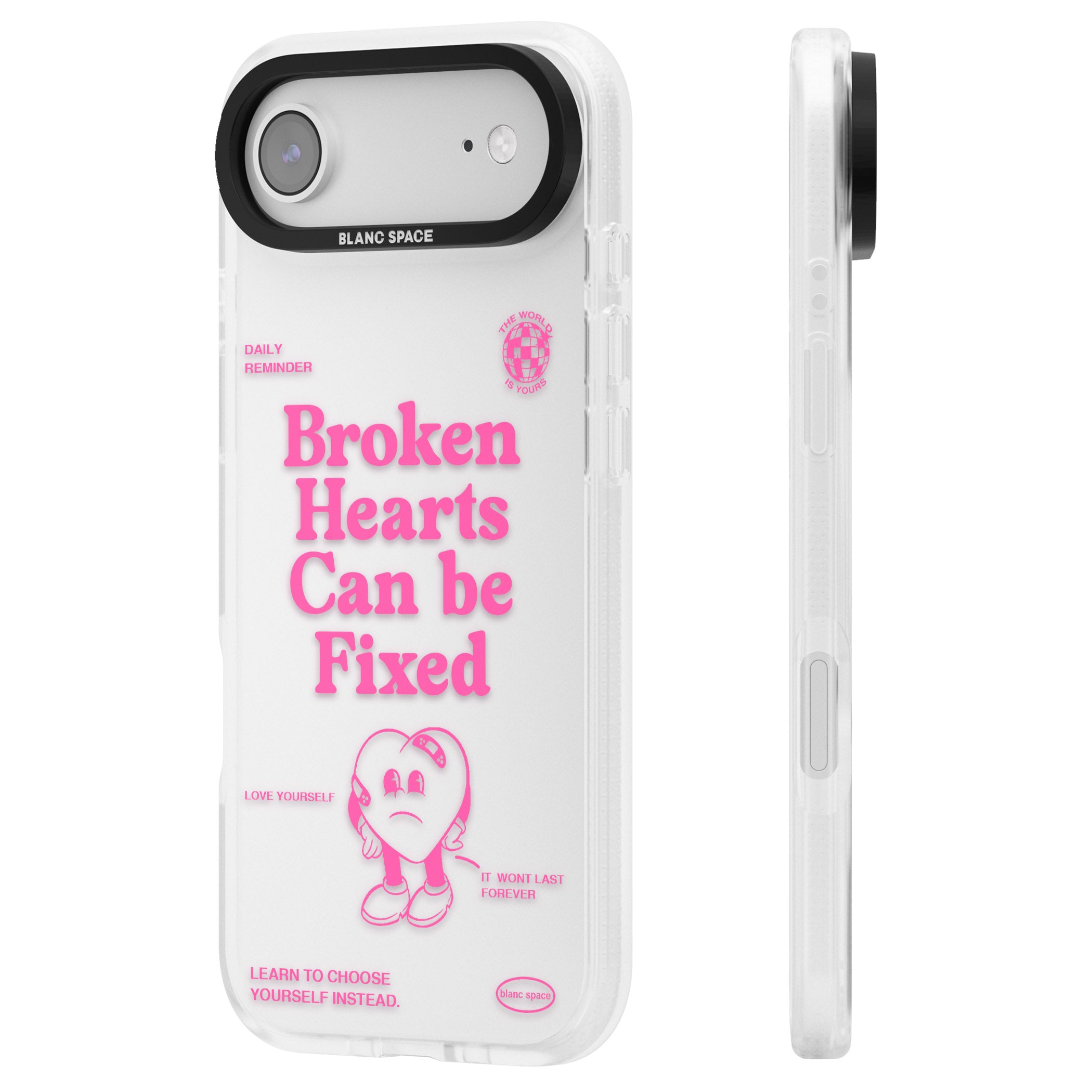 Broken Hearts Can Be Fixed iPhone 17 Air Impact Air Clear Phone Case Side Profile