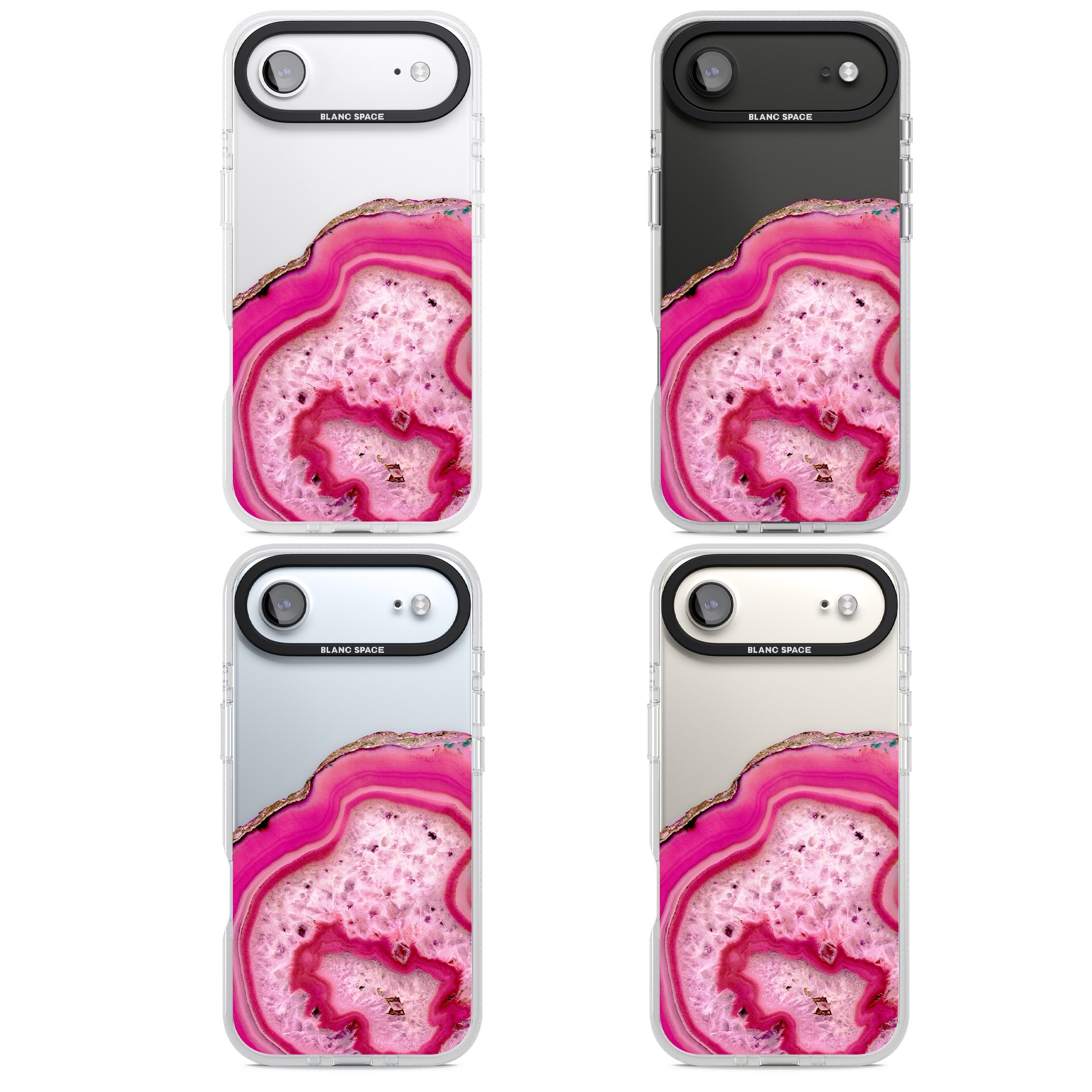 Pink Geode Crystal iPhone 17 Air Impact Air Clear Phone Case APT Impact Protection