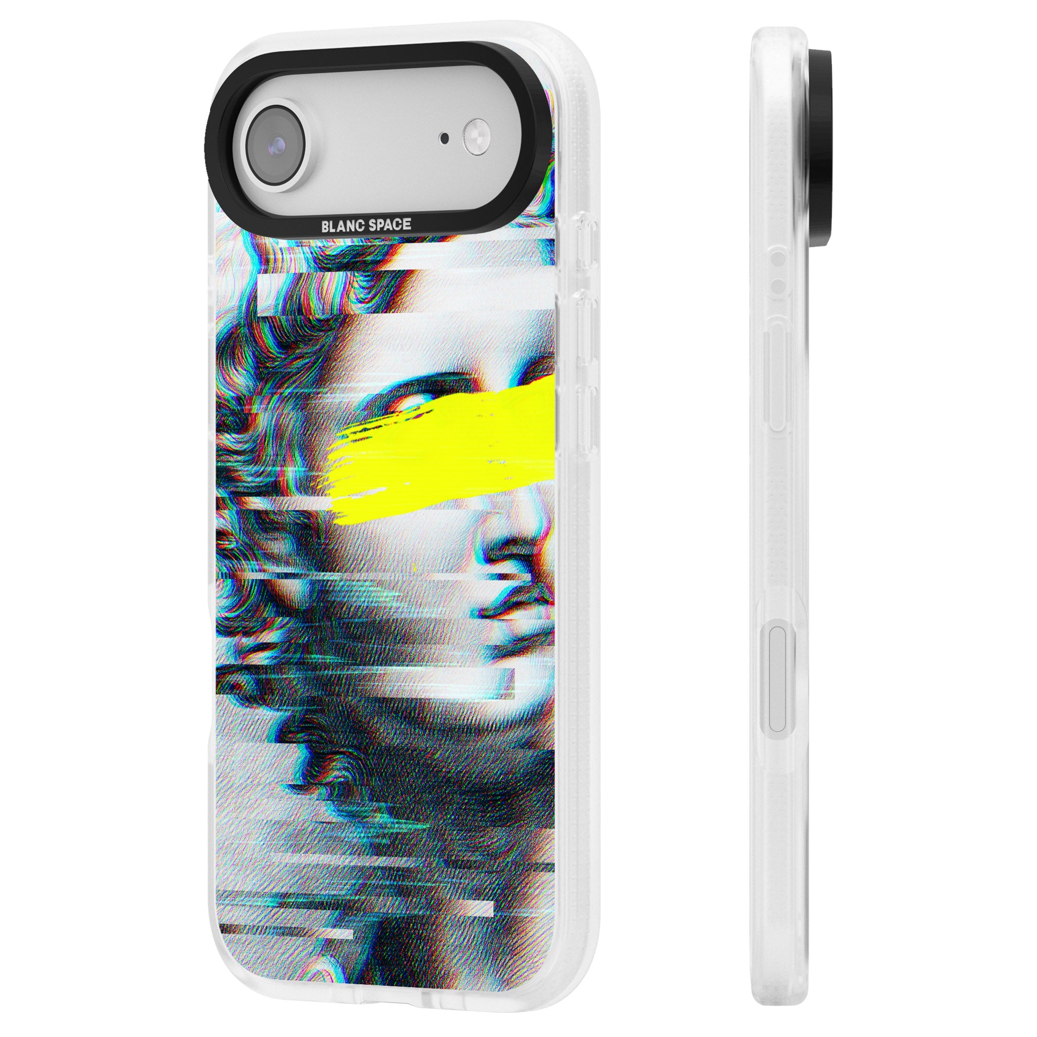 Glitched Fragment iPhone 17 Air Impact Air Clear Phone Case Side Profile