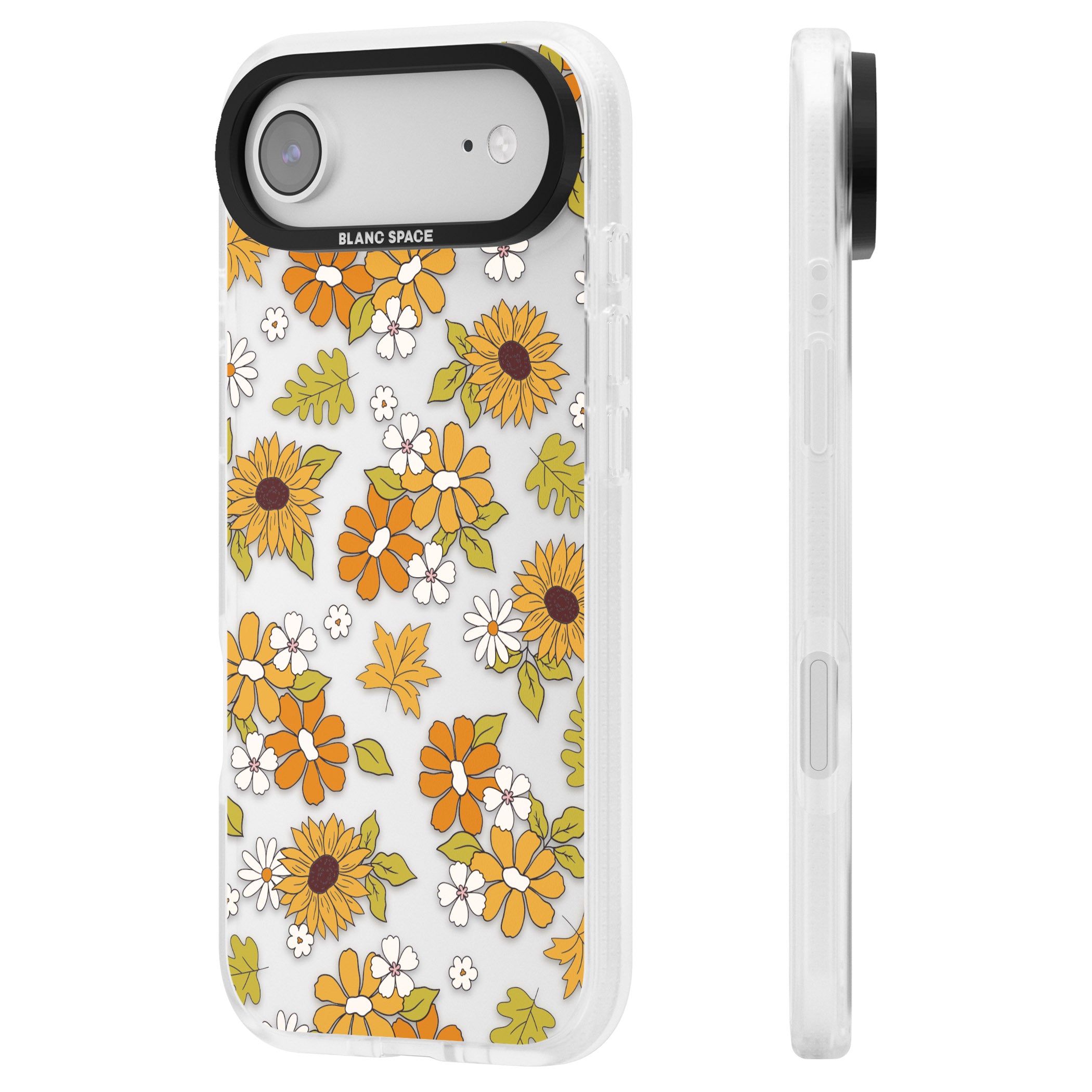 Boho Sunflowers iPhone 17 Air Impact Air Clear Phone Case Side Profile
