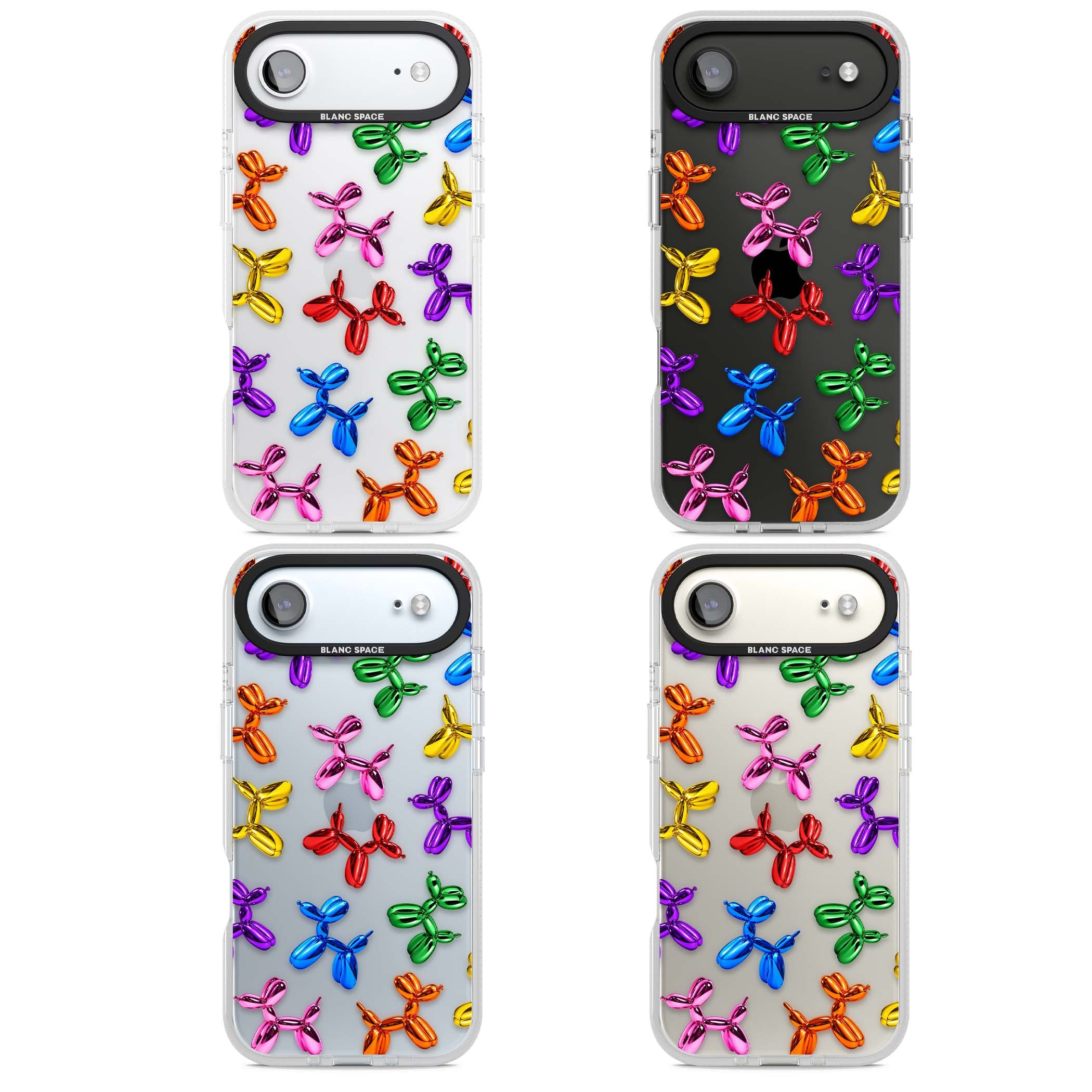 Balloon Dogs pop art iPhone case featuring rainbow chrome balloon dogs in Jeff Koons style | Clear Case Impact Air case for iPhone Air