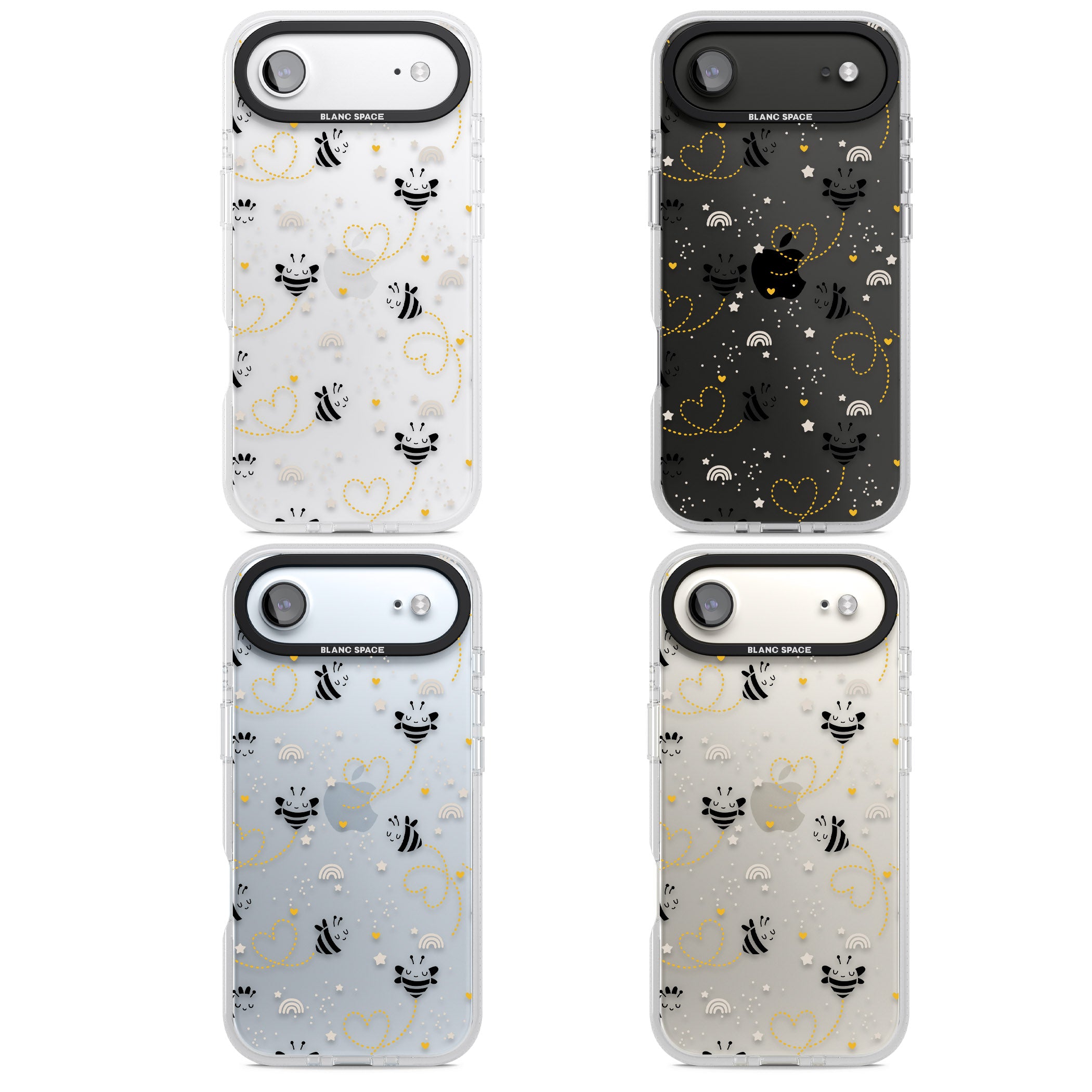 Bee Hearts Pattern iPhone 17 Air Impact Air Clear Phone Case APT Impact Protection