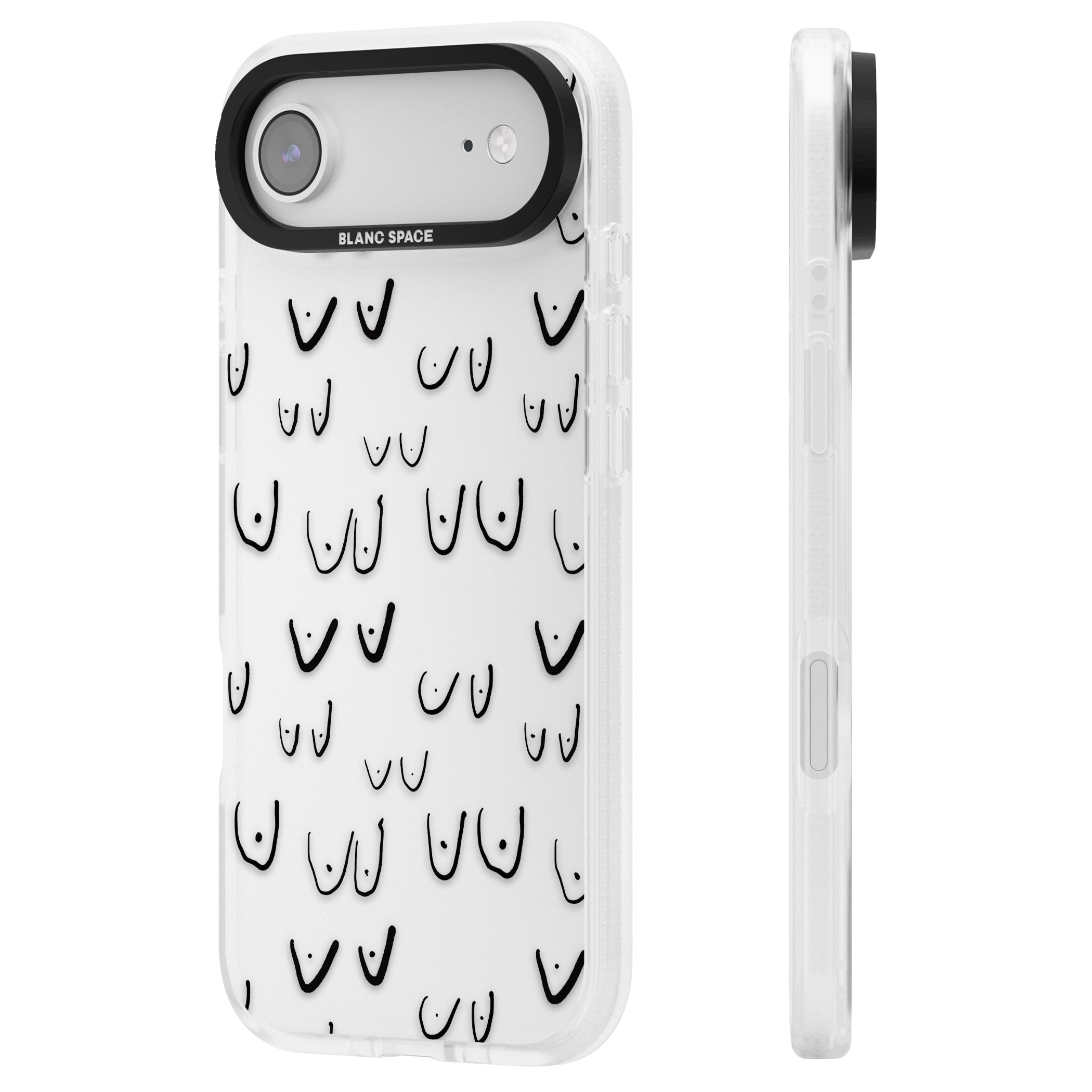 Boob Pattern (Black) iPhone 17 Air Impact Air Clear Phone Case Side Profile