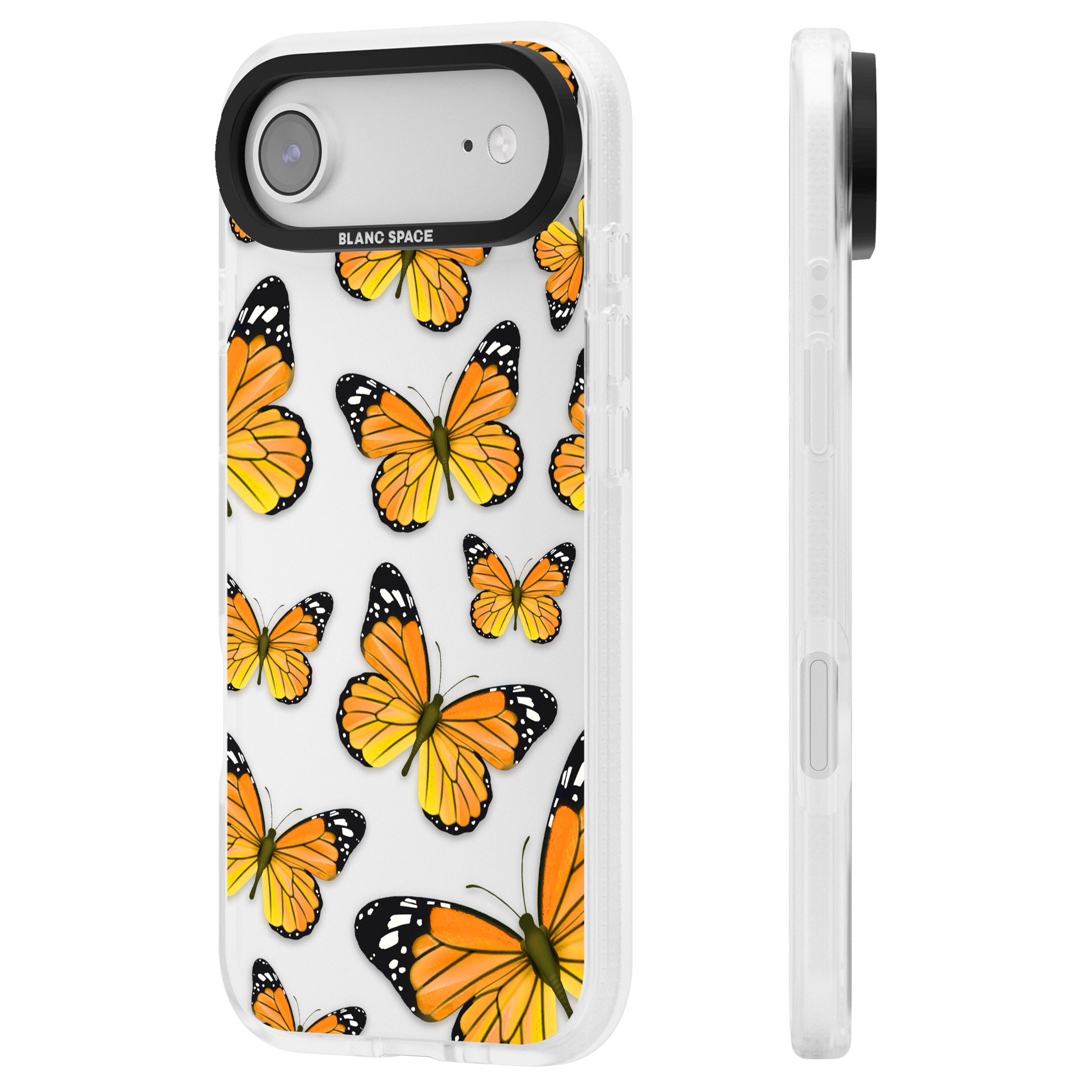 Sun Yellow Butterflies iPhone 17 Air Impact Air Clear Phone Case Side Profile