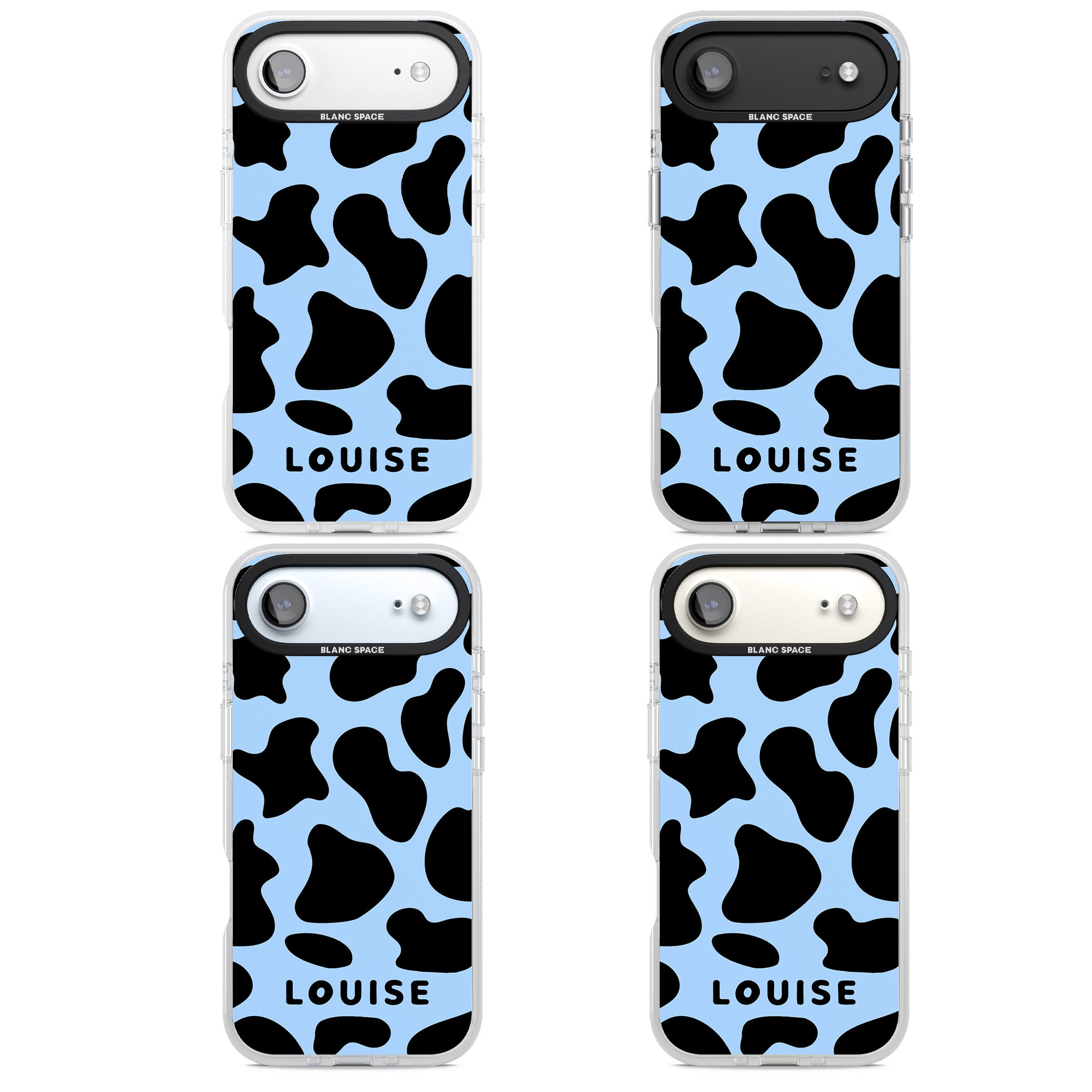 Personalised Blue And Black Cow Print iPhone 17 Air Impact Air Clear Phone Case APT Impact Protection