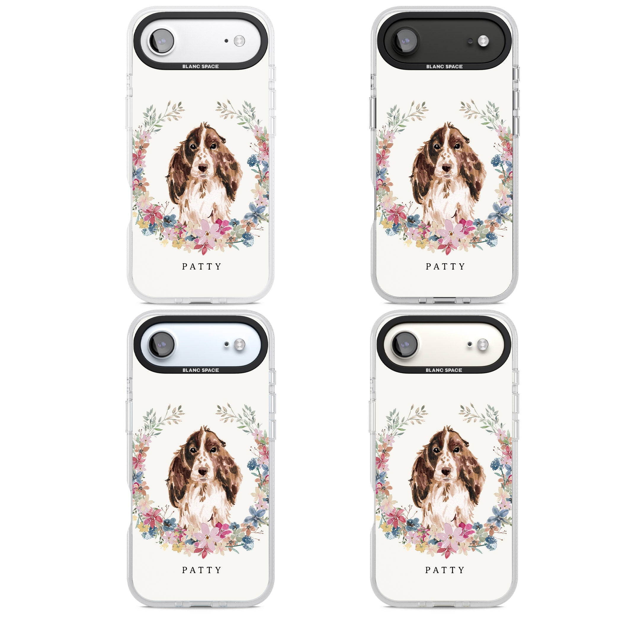 Personalised Cocker Spaniel Floral Portrait iPhone 17 Air Impact Air Clear Phone Case APT Impact Protection