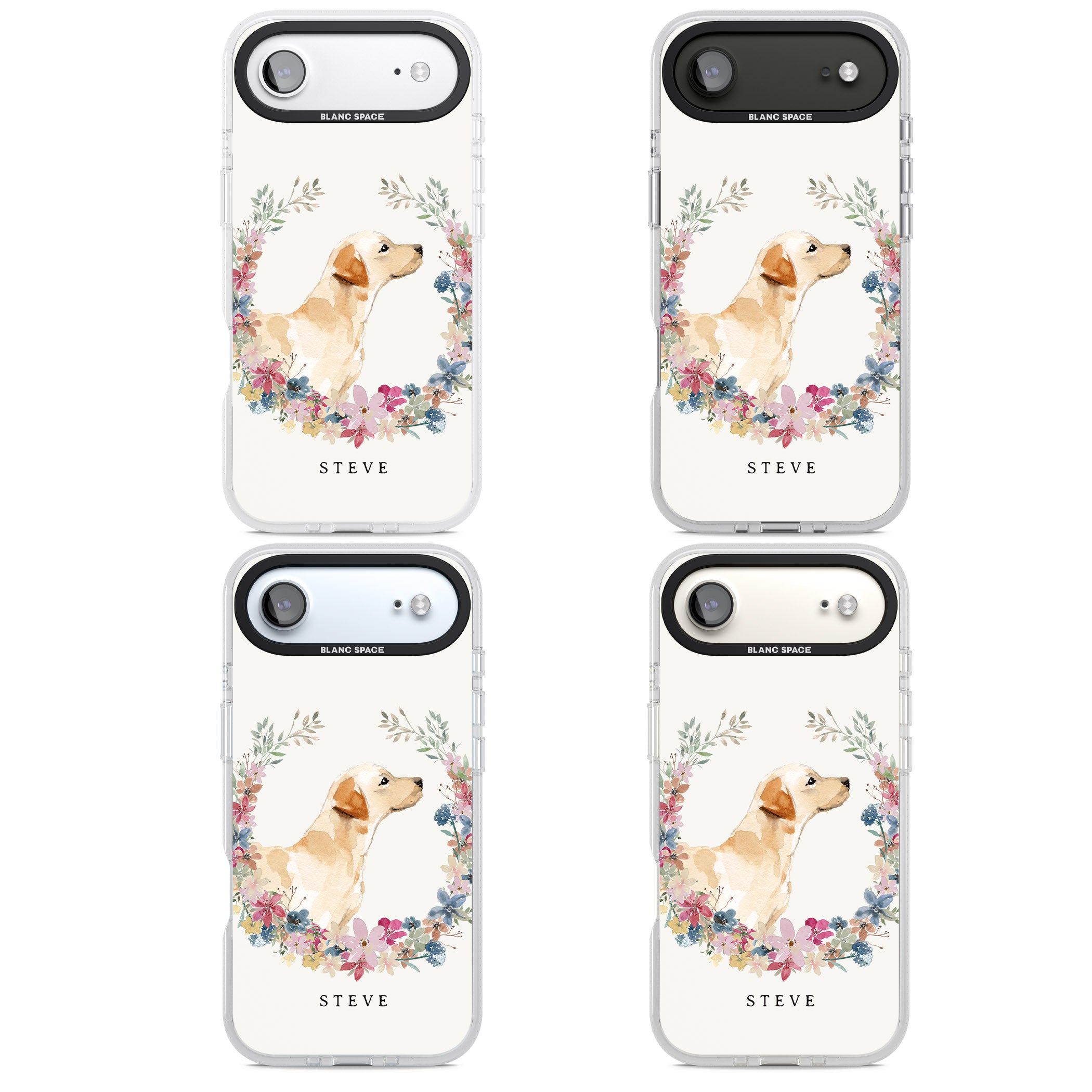 Personalised Yellow Labrador Floral Portrait iPhone 17 Air Impact Air Clear Phone Case APT Impact Protection