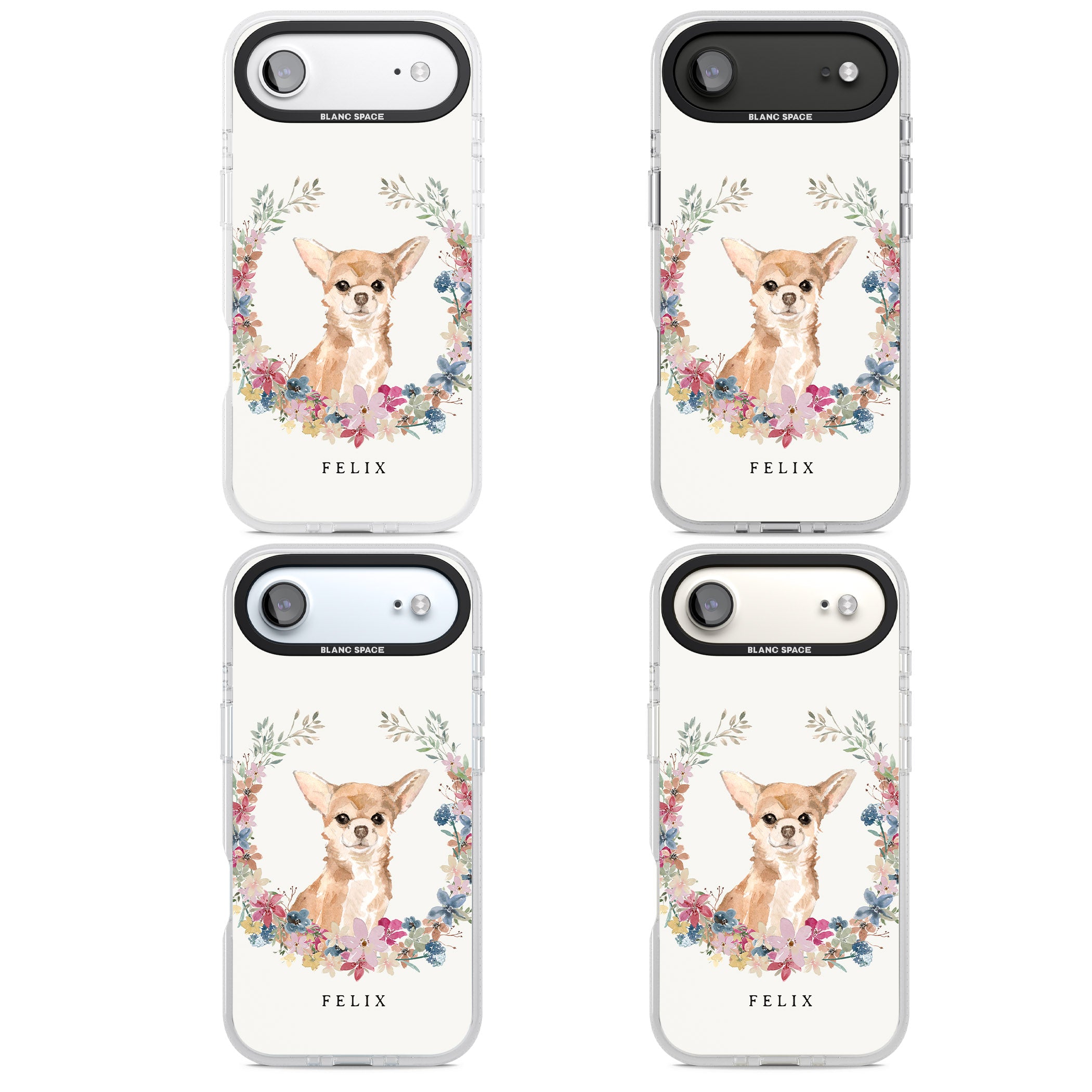 Personalised Chihuahua Floral Portrait iPhone 17 Air Impact Air Clear Phone Case APT Impact Protection