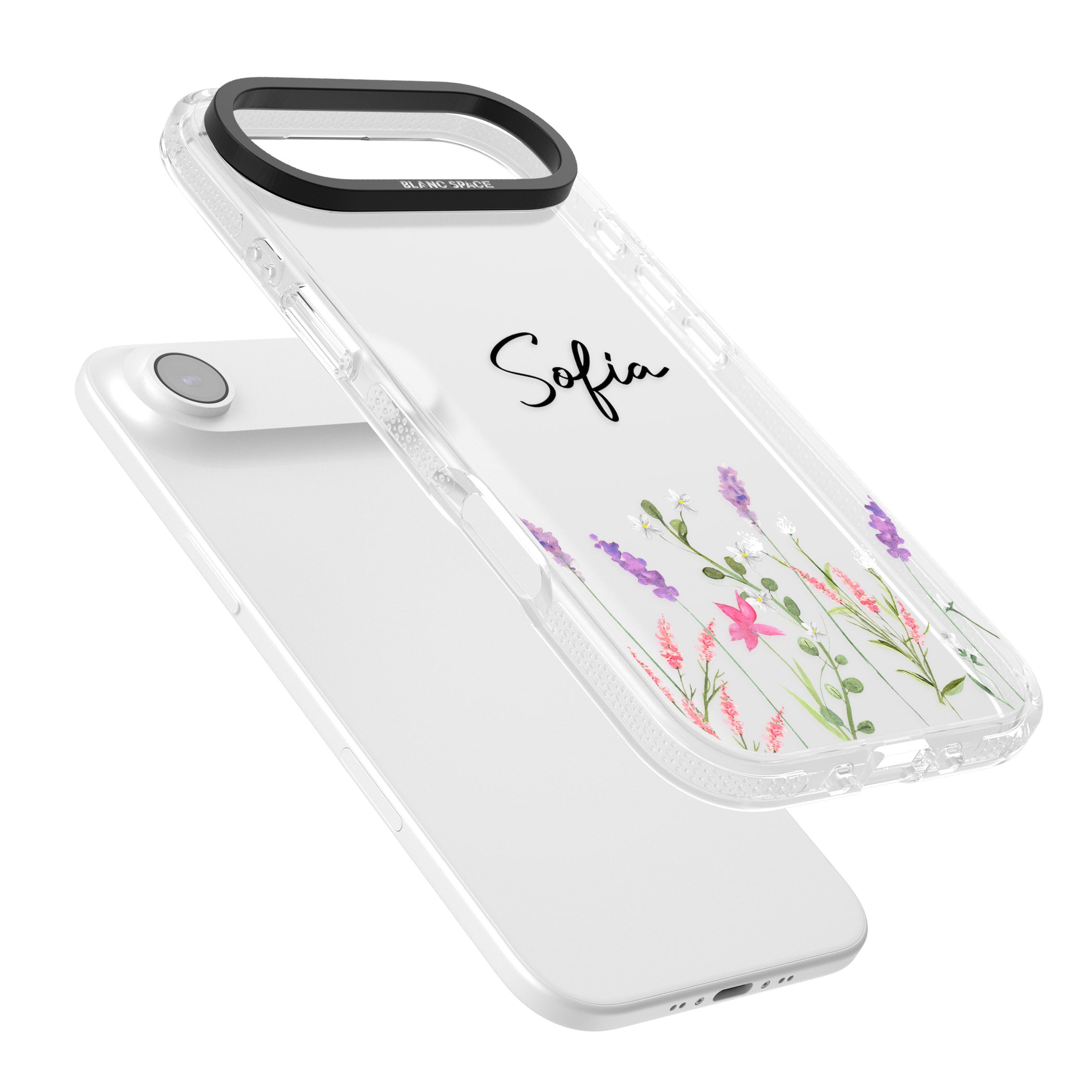 Personalised Lavender Wildflowers iPhone 17 Air Impact Air Clear Phone Case Colours