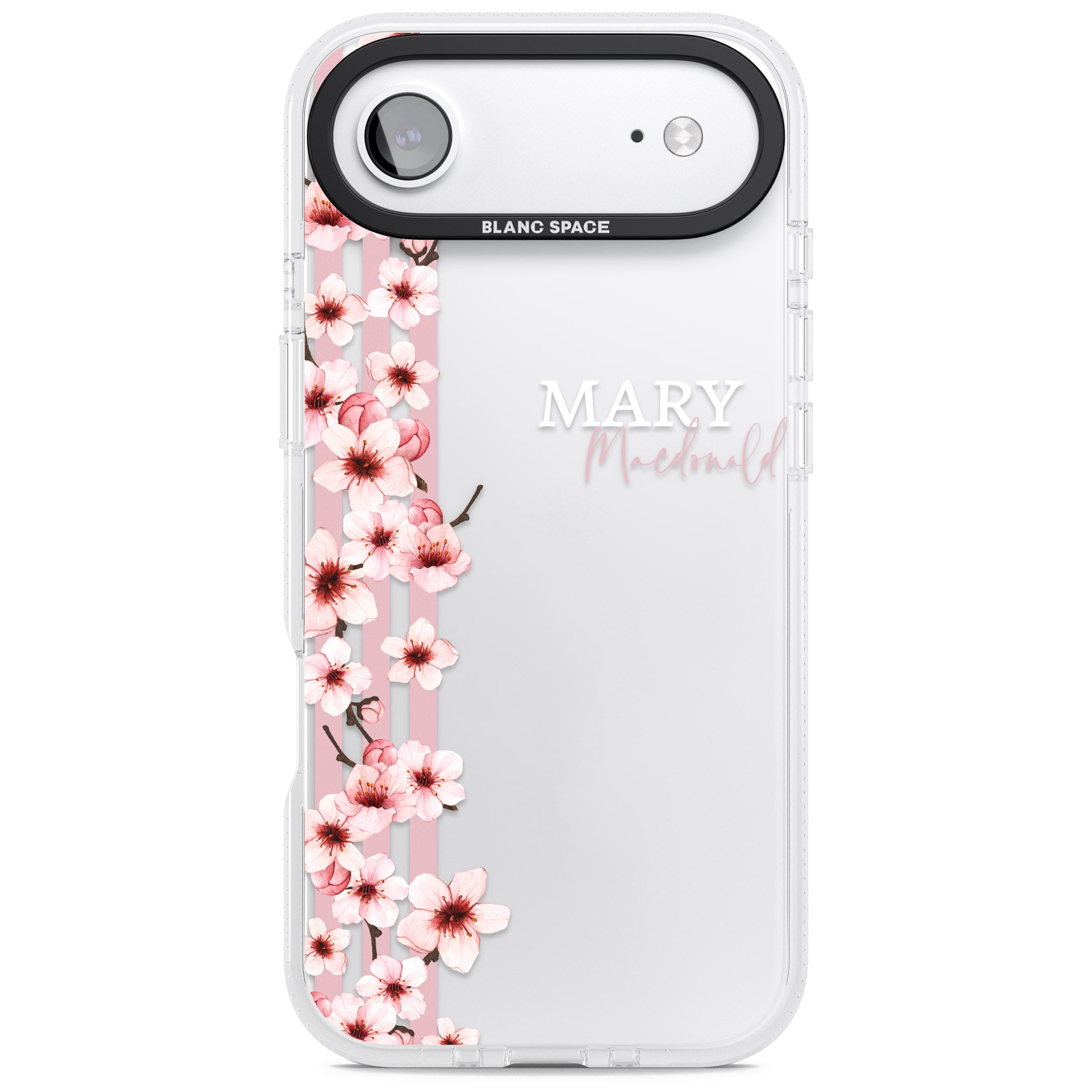 Personalised Cherry Blossom Stripes iPhone 17 Air Impact Air Clear Phone Case