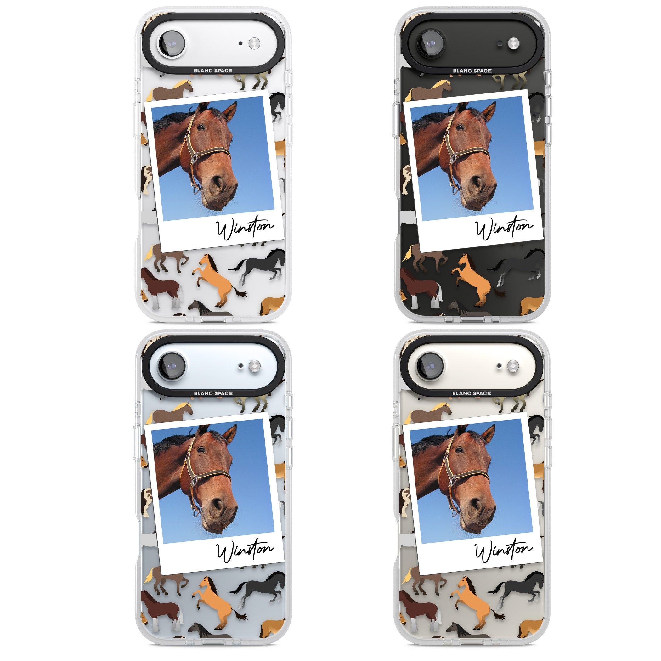 Personalised Horse Polaroid iPhone 17 Air Impact Air Clear Phone Case APT Impact Protection